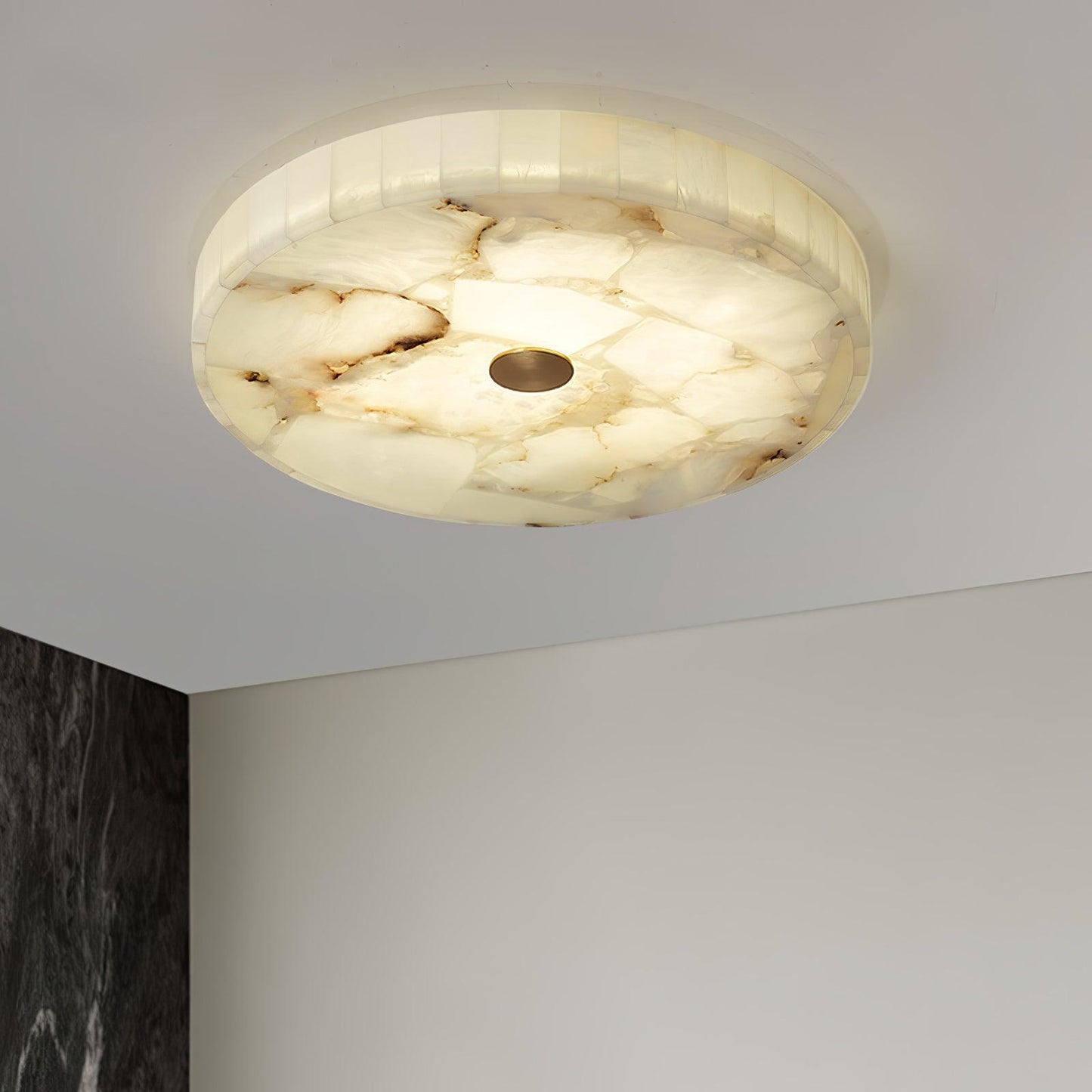 Vakkerlight Round Alabaster Ceiling Lamp – White & Gold, 40‑60 cm