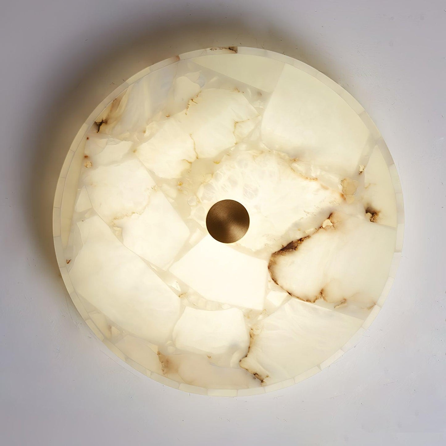 Vakkerlight Round Alabaster Ceiling Lamp – White & Gold, 40‑60 cm