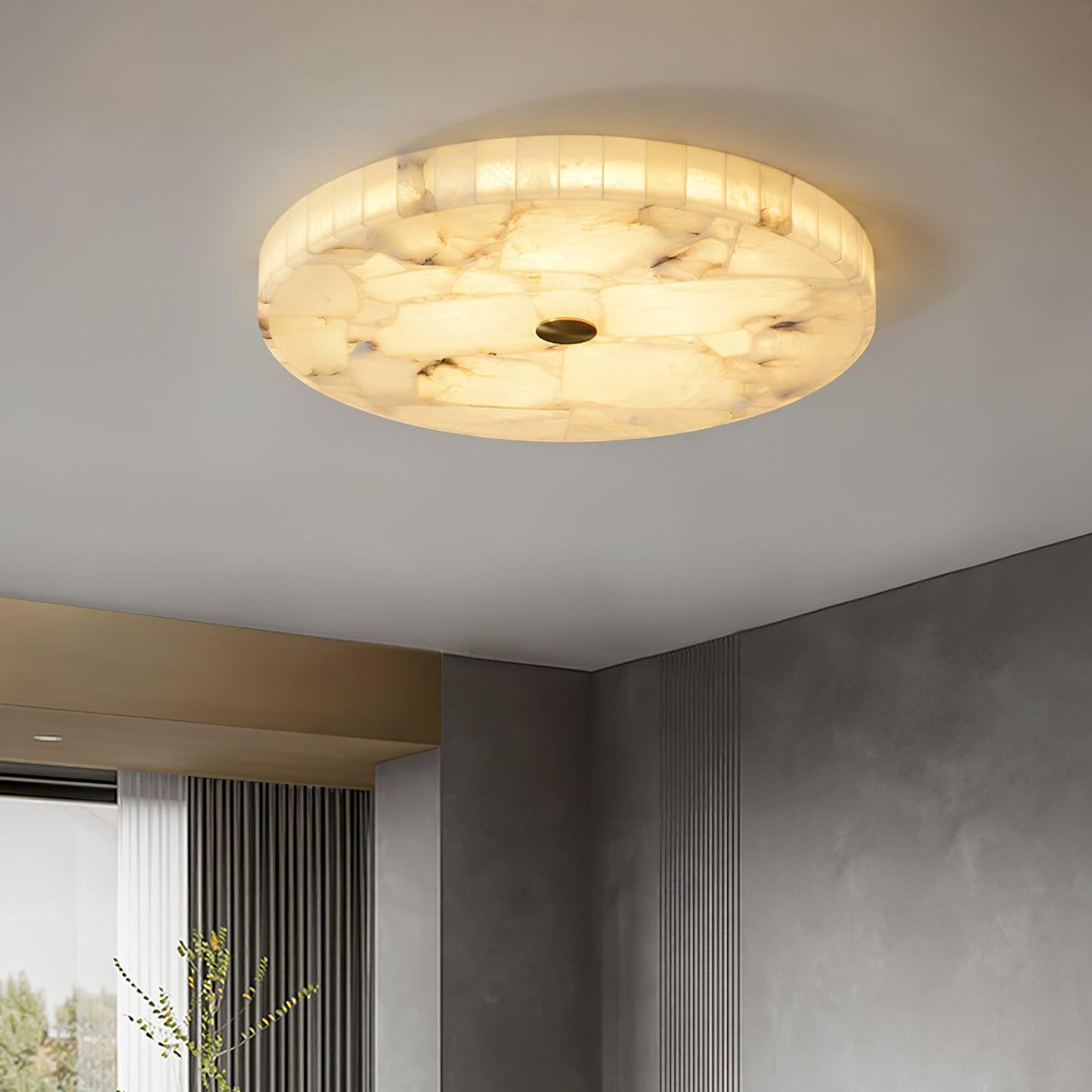Vakkerlight Round Alabaster Ceiling Lamp – White & Gold, 40‑60 cm