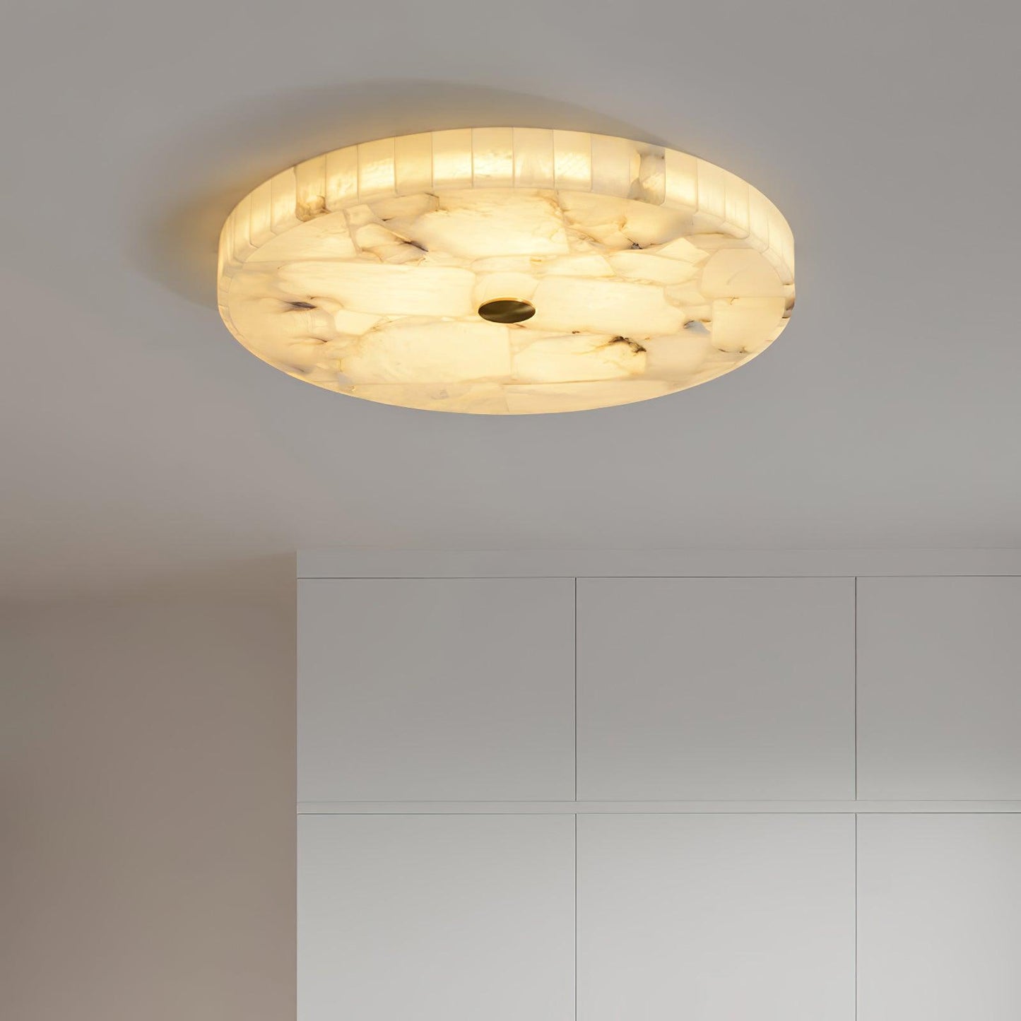 Vakkerlight Round Alabaster Ceiling Lamp – White & Gold, 40‑60 cm