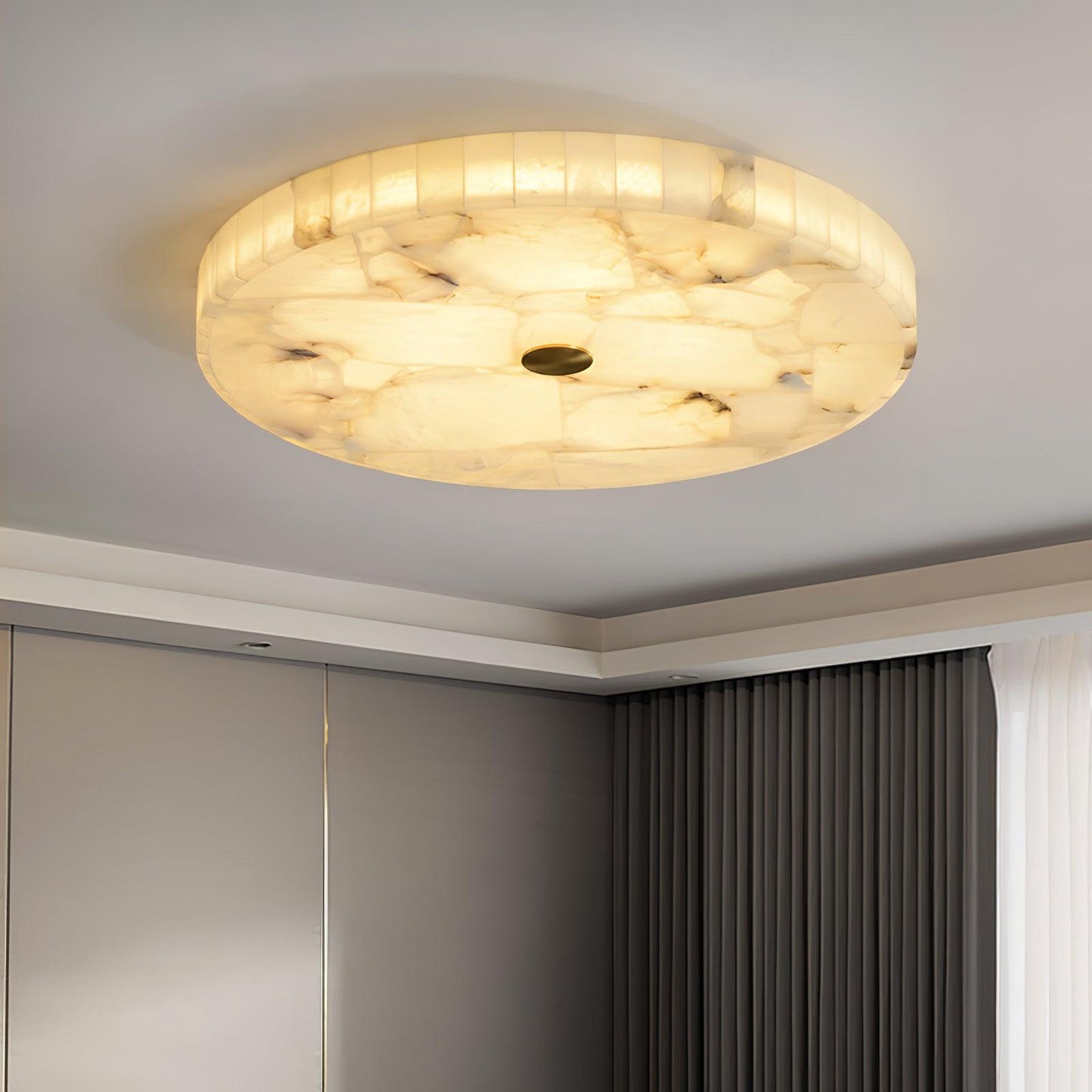 Vakkerlight Round Alabaster Ceiling Lamp – White & Gold, 40‑60 cm