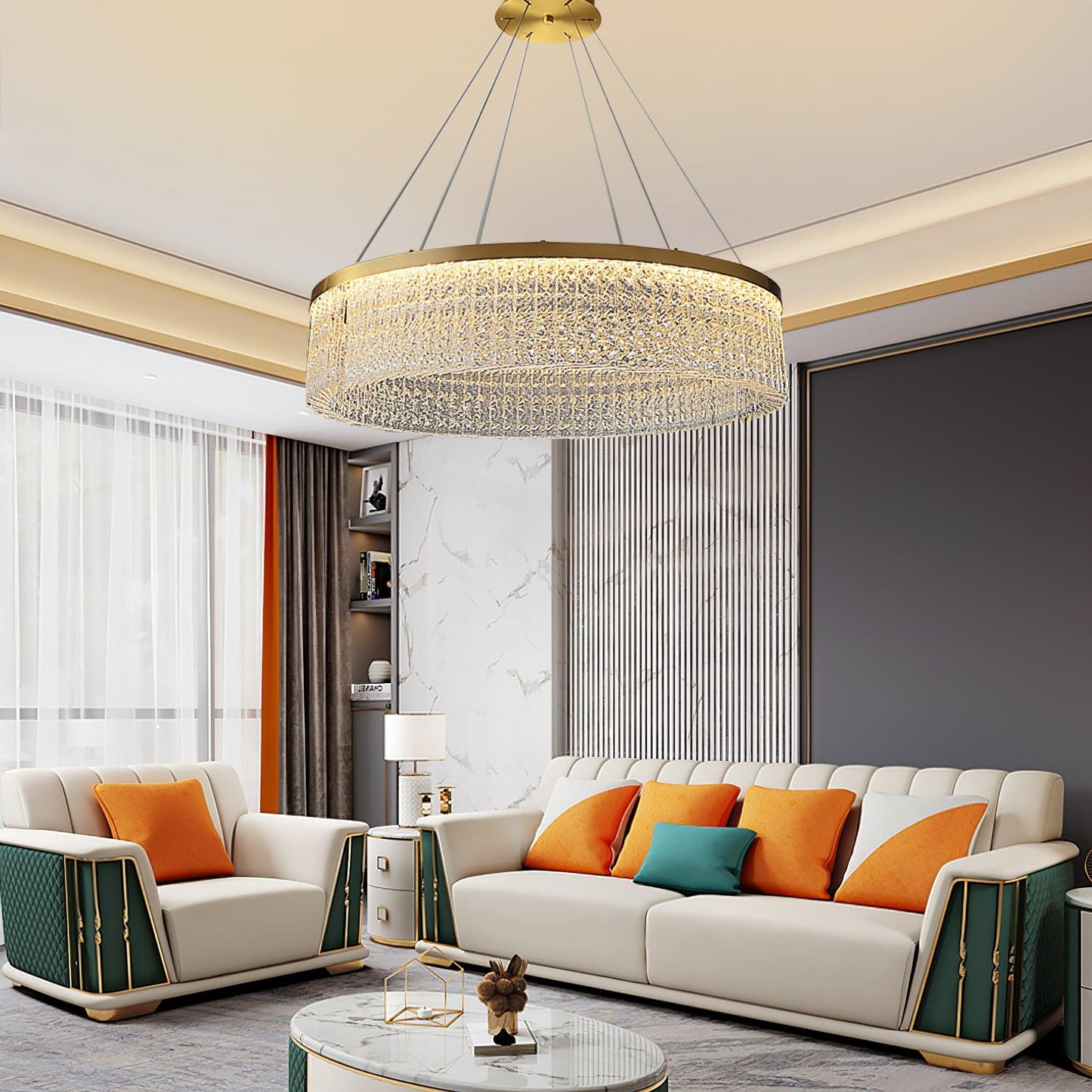 Vakkerlight Round Halo Crystal Chandelier with Copper Finish