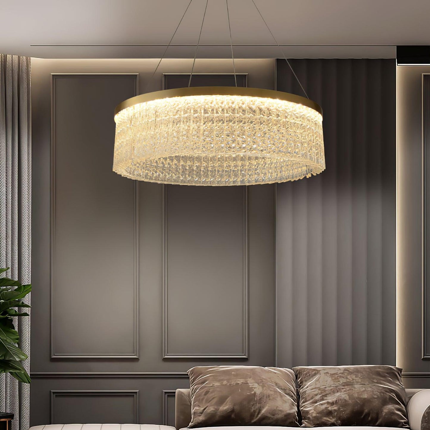 Vakkerlight Round Halo Crystal Chandelier with Copper Finish