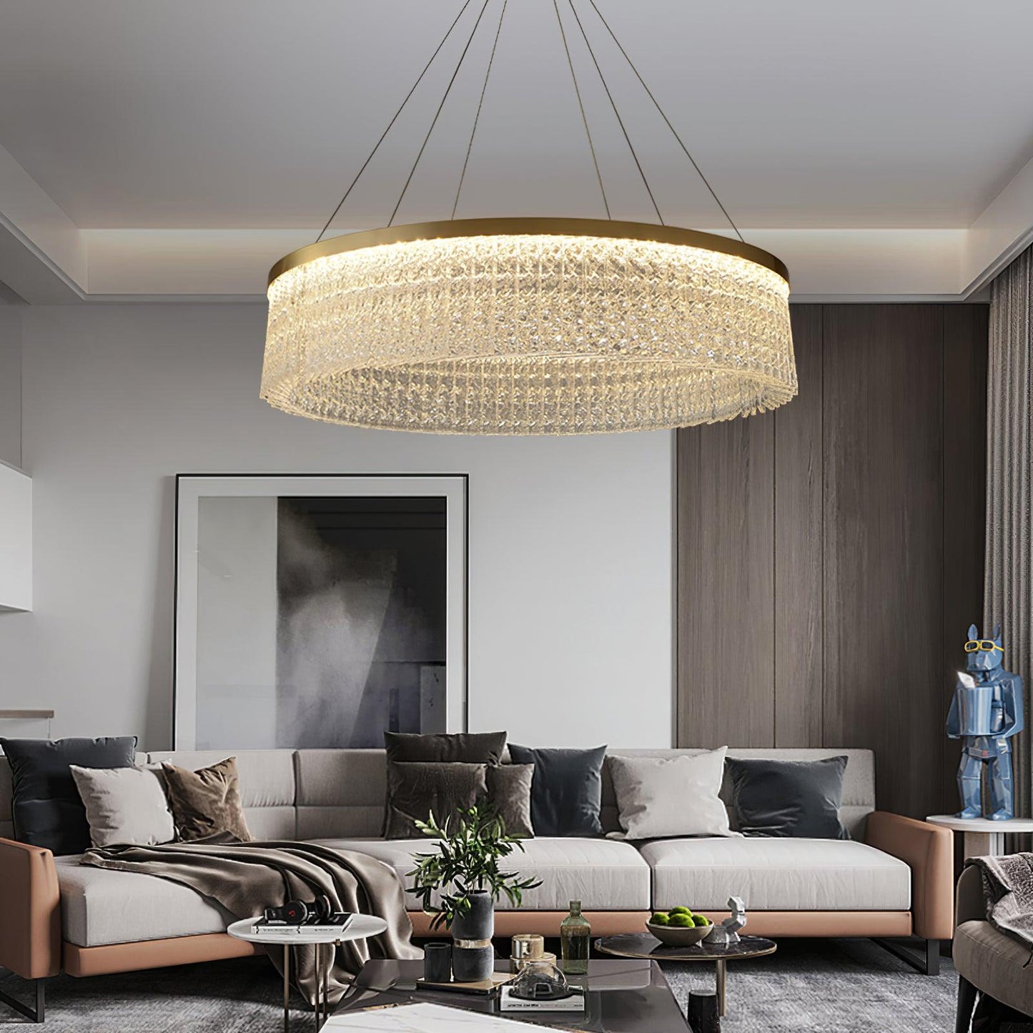 Vakkerlight Round Halo Crystal Chandelier with Copper Finish