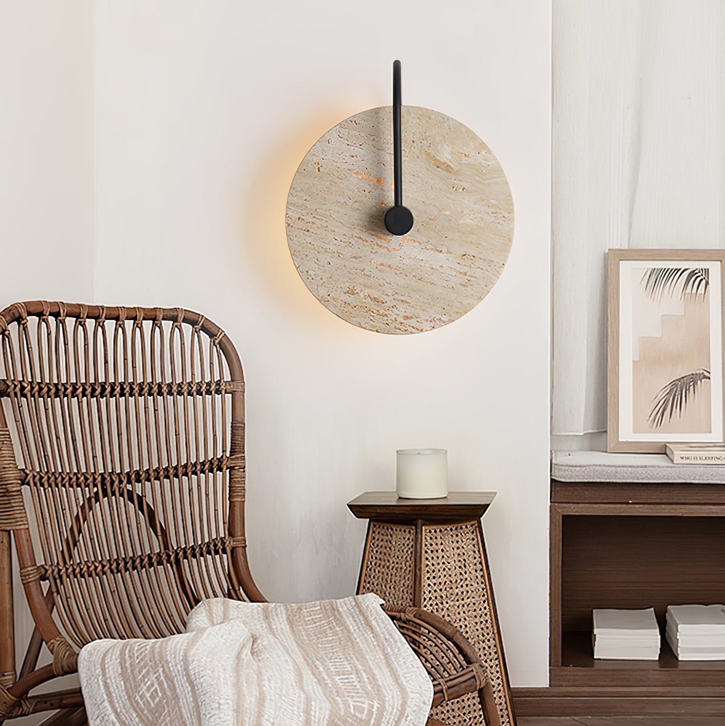 Round Travertine Wall Lamp - YIOSI