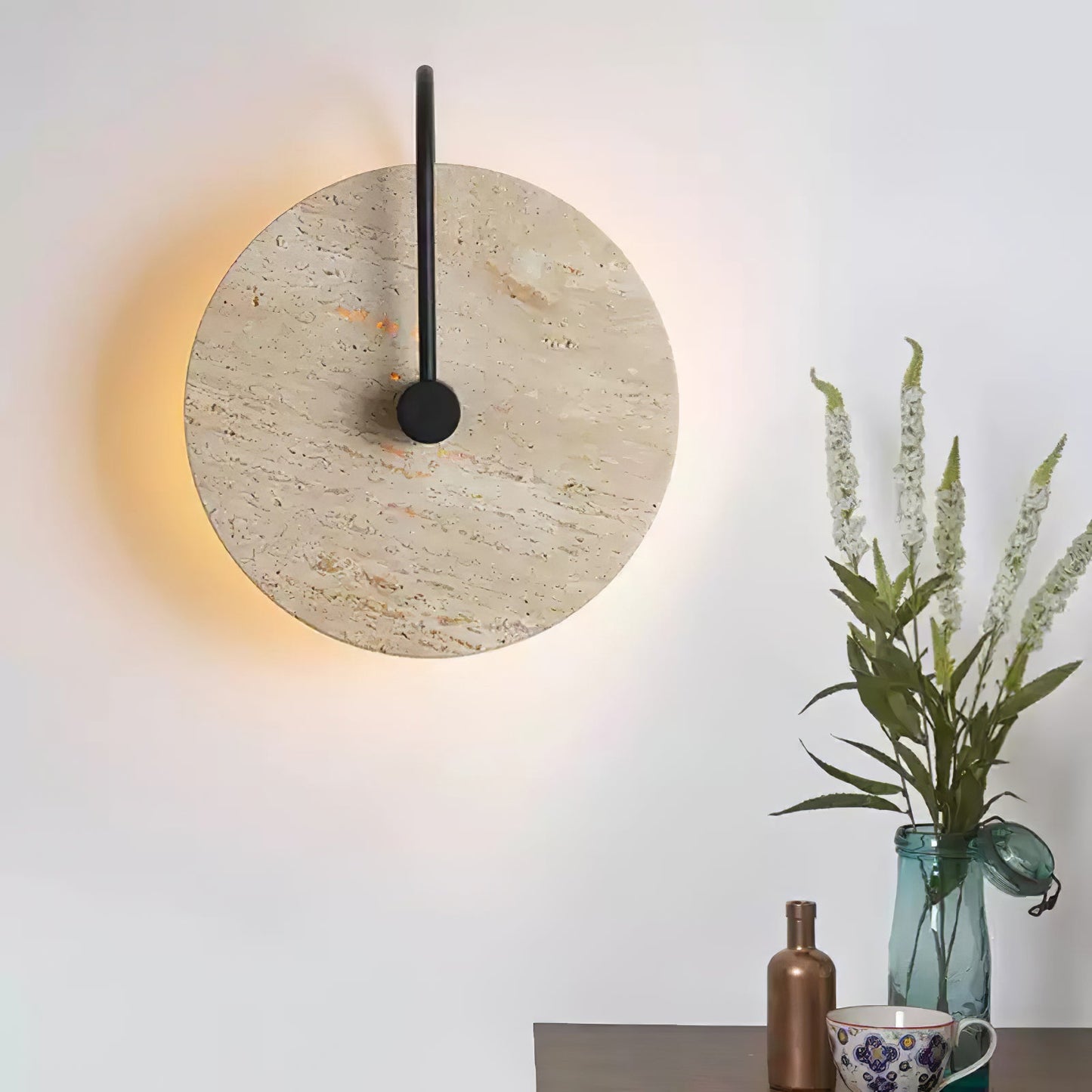 Round Travertine Wall Lamp - YIOSI
