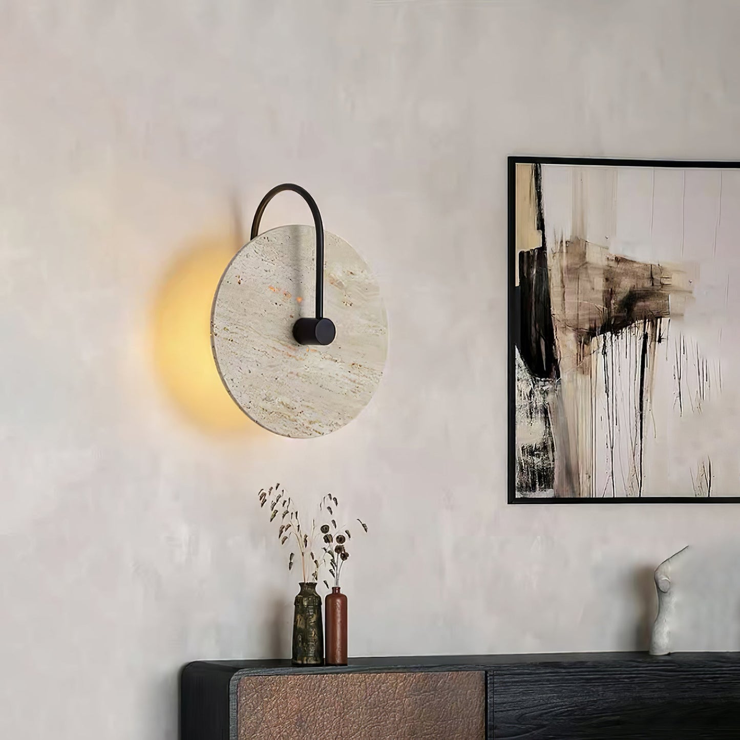 Round Travertine Wall Lamp - YIOSI