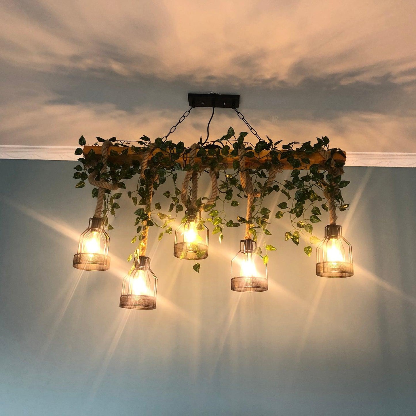 Rustic Wooden Chandelier - YIOSI