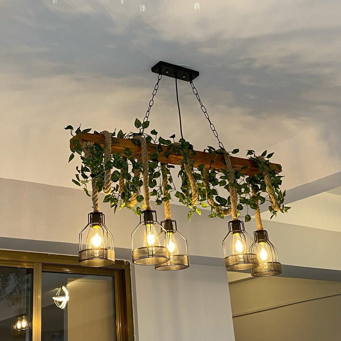 Rustic Wooden Chandelier - YIOSI