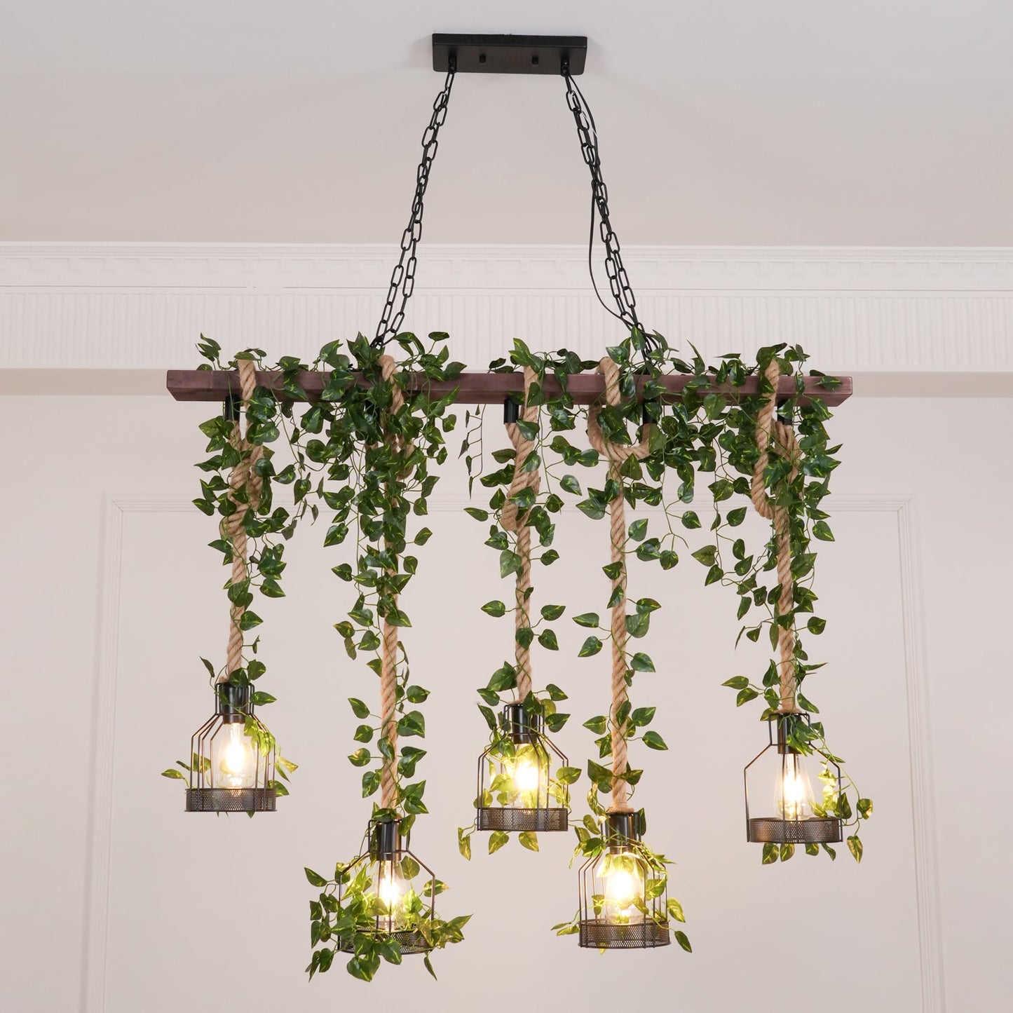 Rustic Wooden Chandelier - YIOSI