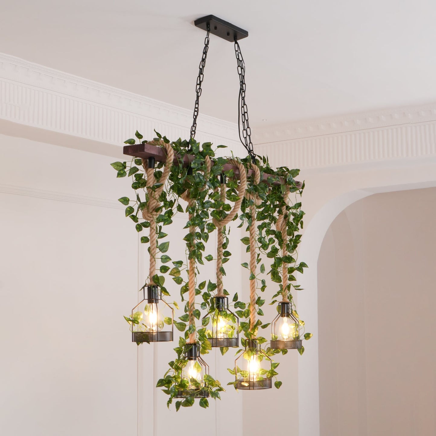 Rustic Wooden Chandelier - YIOSI