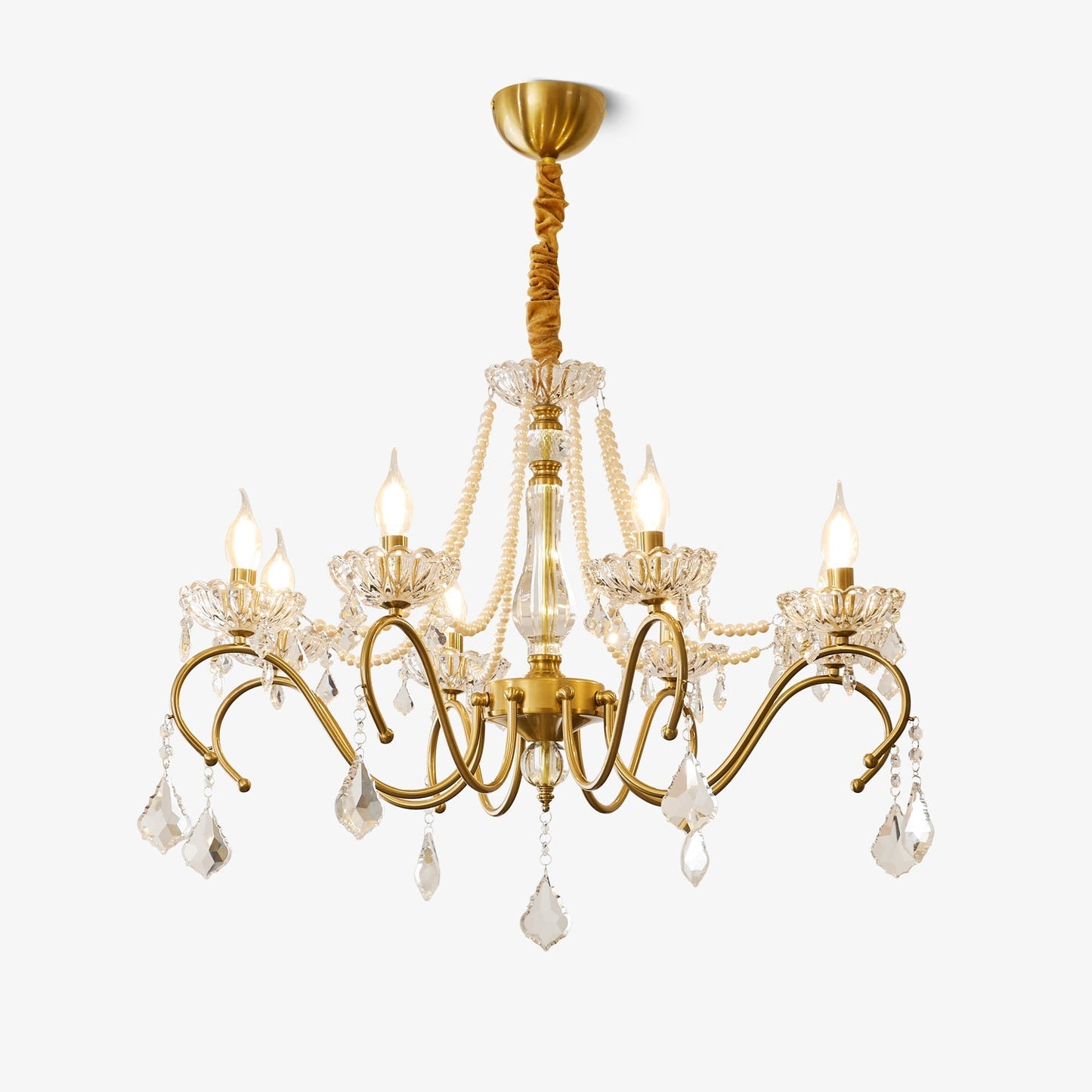 Sapphire Crystal Chandelier – Gold & Clear Luxury Lighting