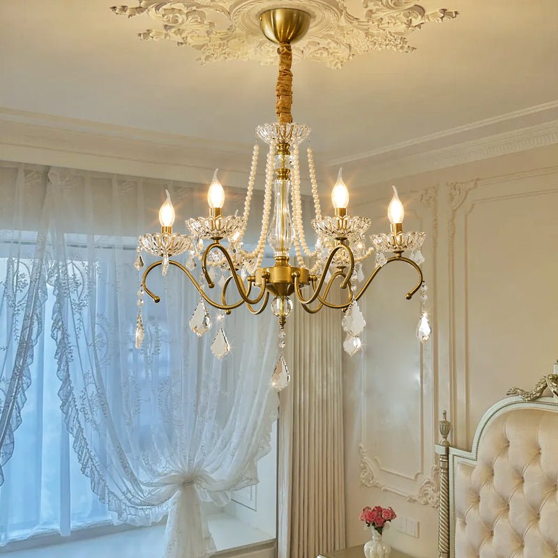 Sapphire Crystal Chandelier – Gold & Clear Luxury Lighting