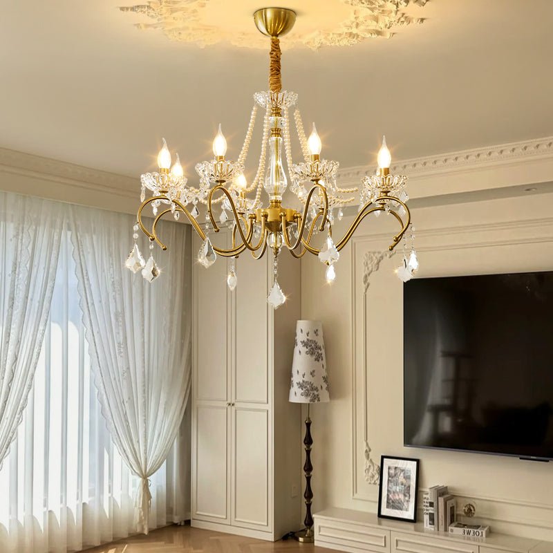 Sapphire Crystal Chandelier – Gold & Clear Luxury Lighting