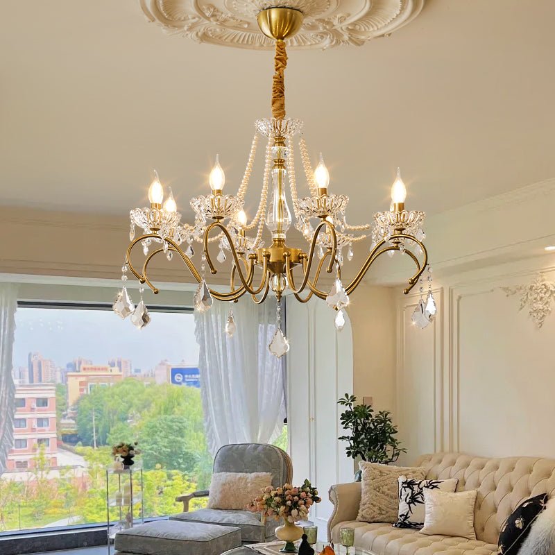Sapphire Crystal Chandelier – Gold & Clear Luxury Lighting