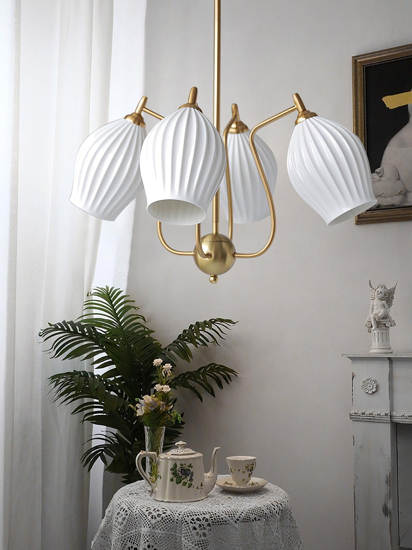 Ceramic Ribbed Chandelier - YIOSI