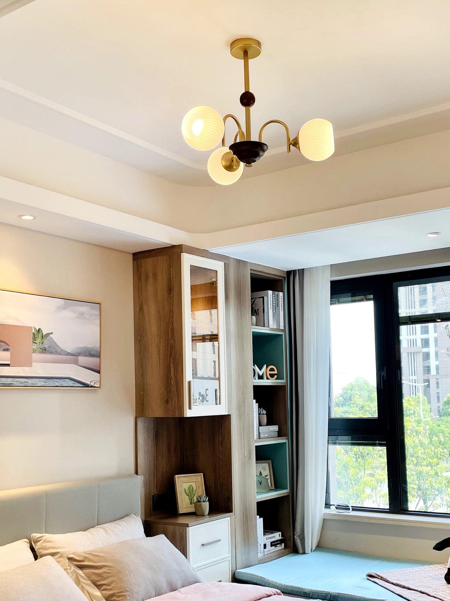 Sculptural Glass Ribbed Chandelier - YIOSI