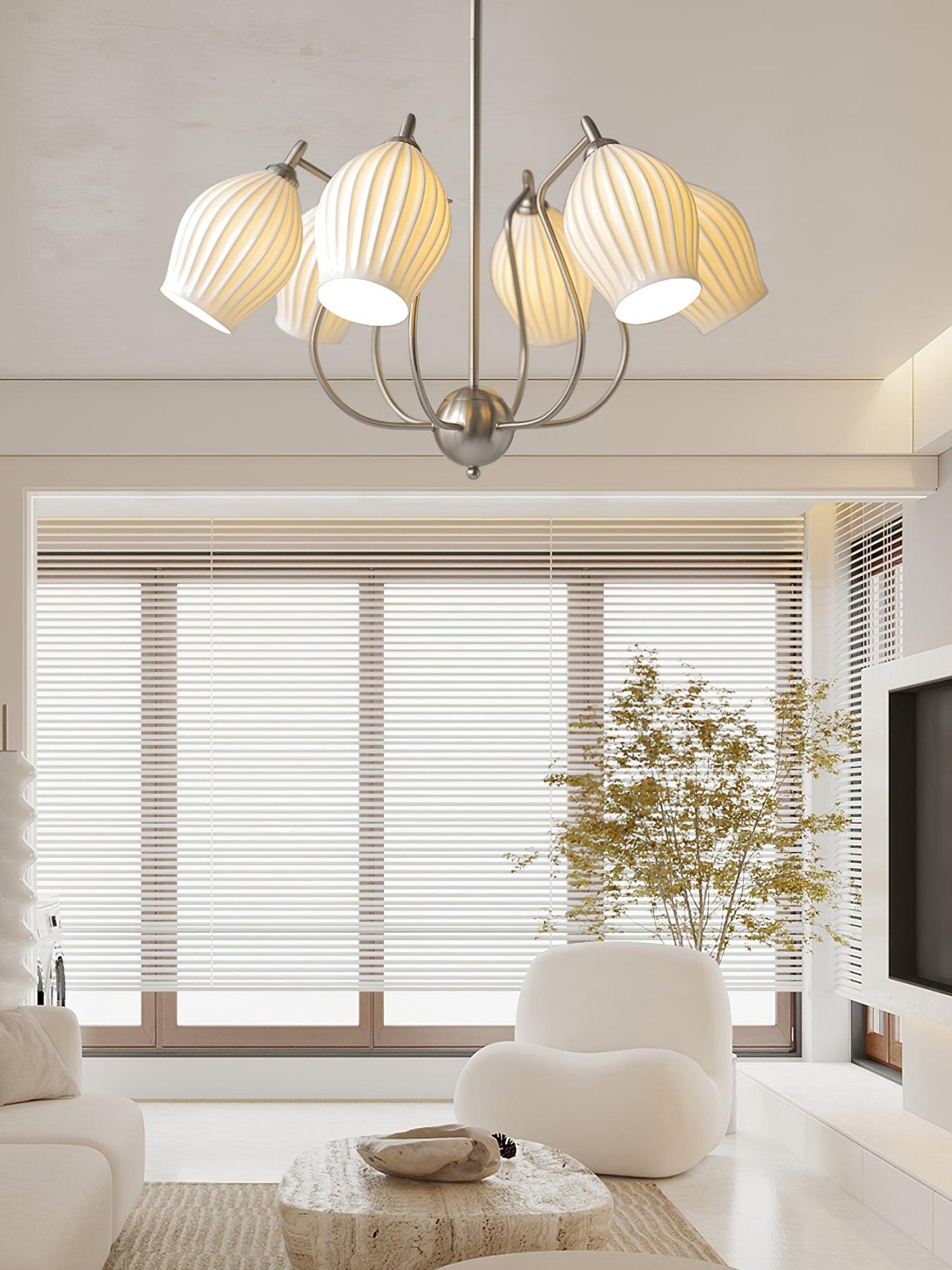 Ceramic Ribbed Chandelier - YIOSI
