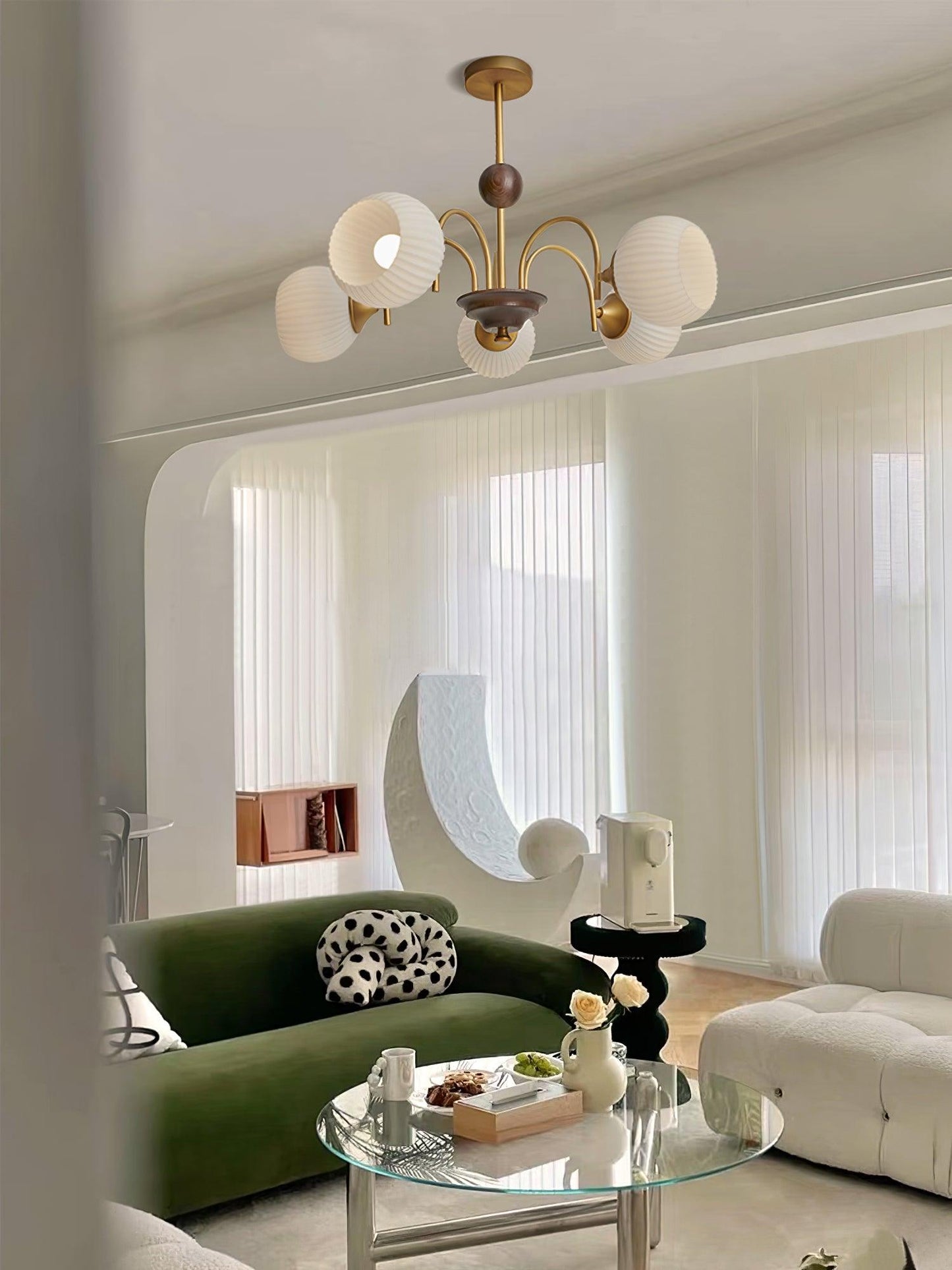 Sculptural Glass Ribbed Chandelier - YIOSI