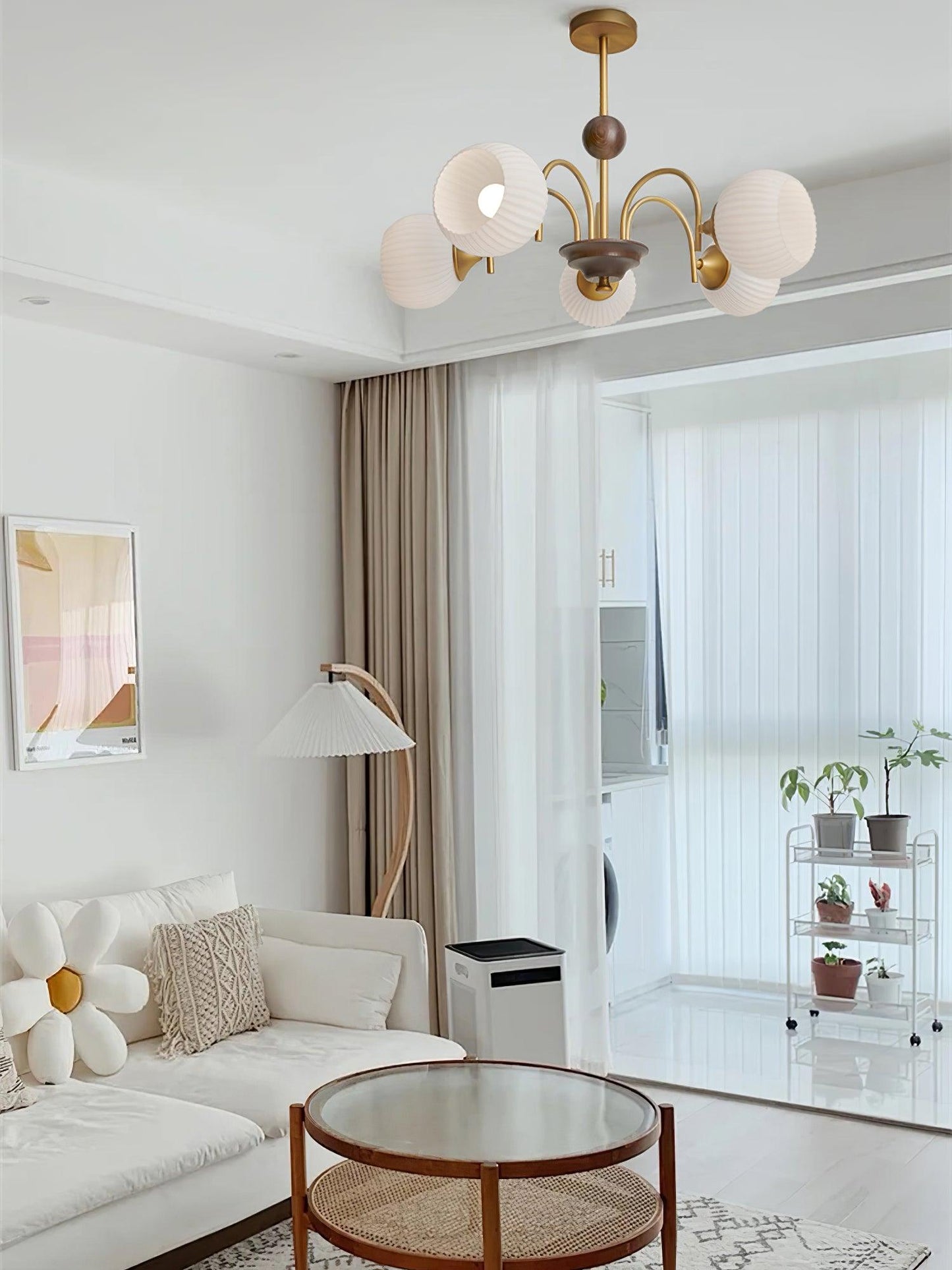 Sculptural Glass Ribbed Chandelier - YIOSI