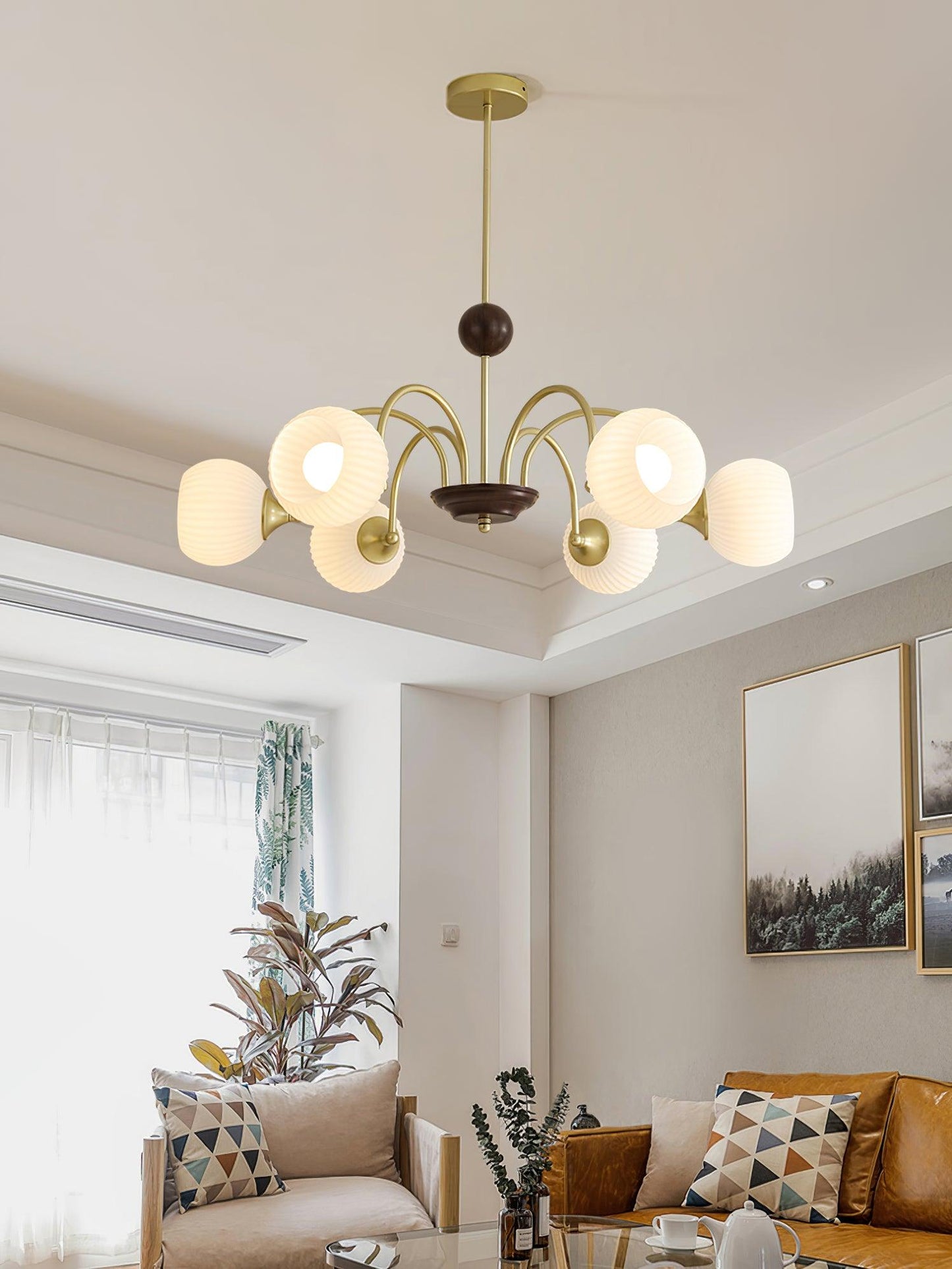 Sculptural Glass Ribbed Chandelier - YIOSI