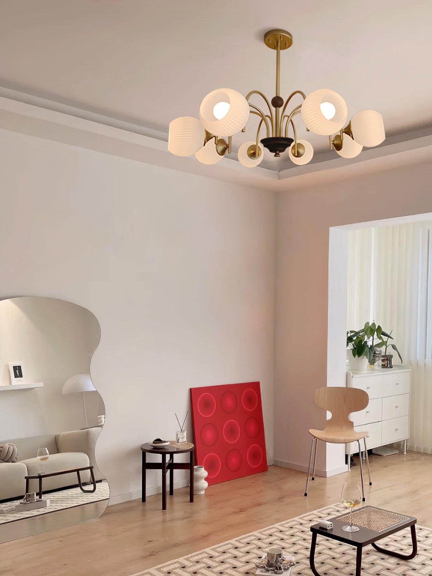 Sculptural Glass Ribbed Chandelier - YIOSI