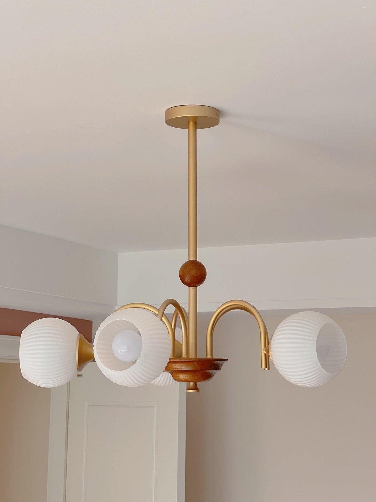 Sculptural Glass Ribbed Chandelier - YIOSI