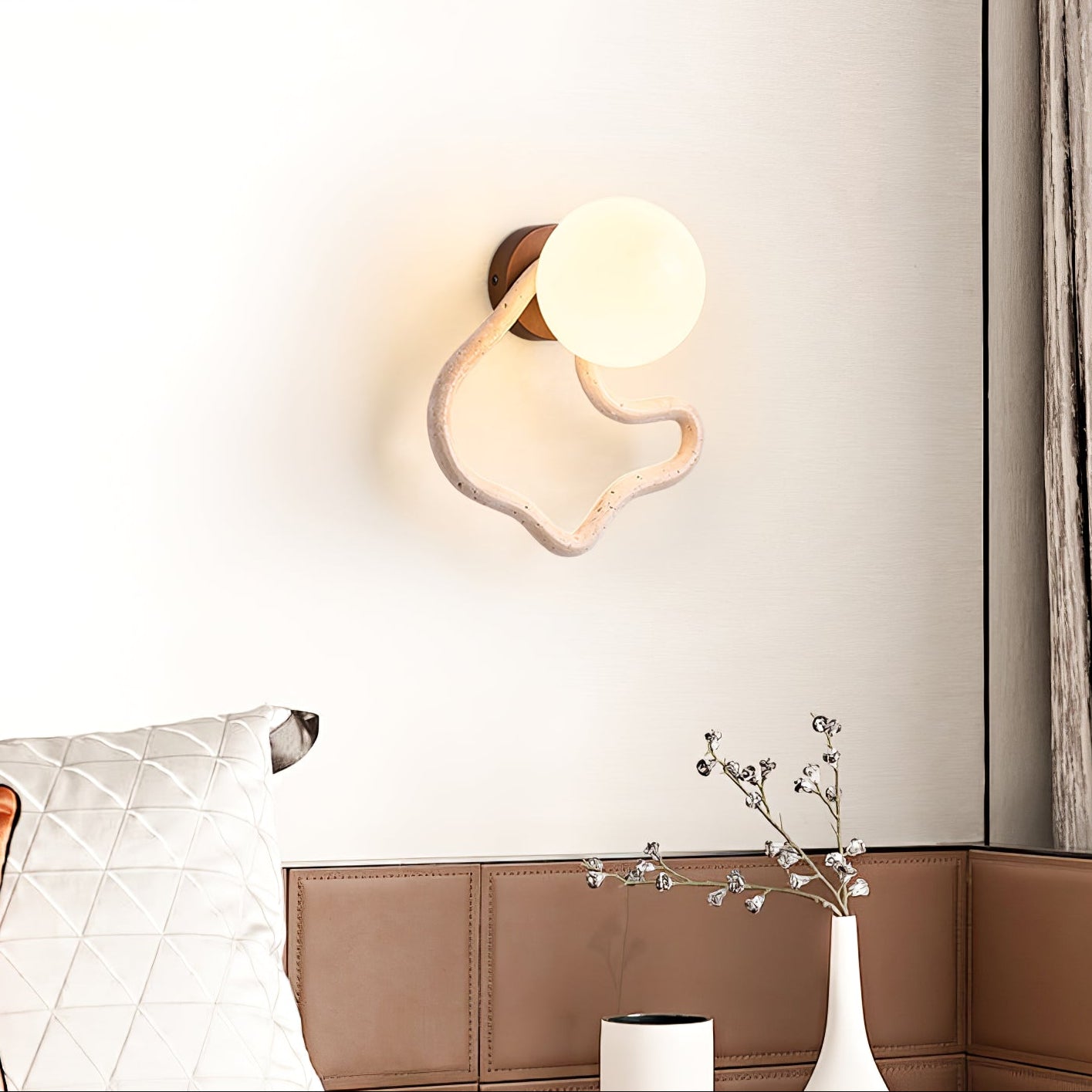 Serpentine Travertine Wall Sconce - YIOSI
