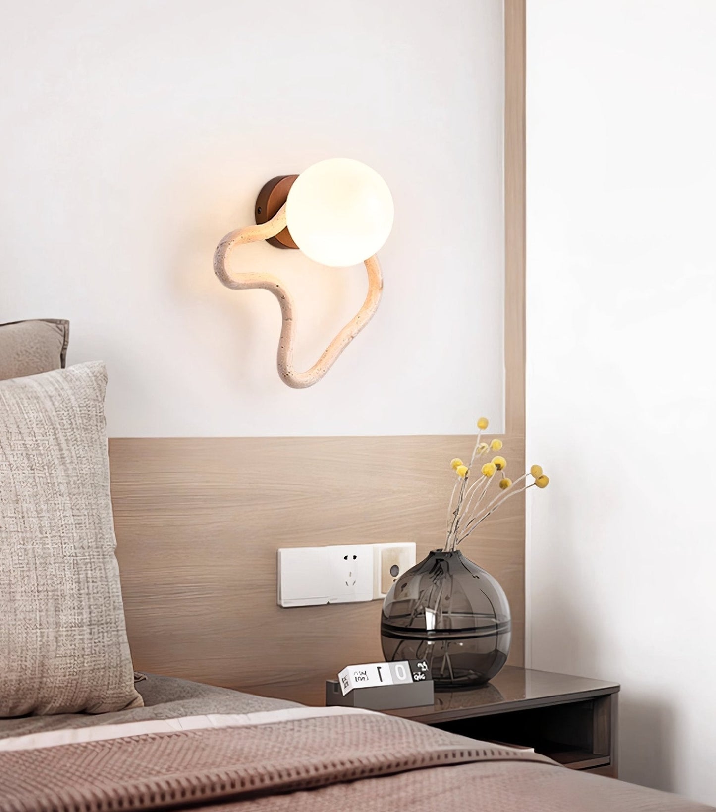 Serpentine Travertine Wall Sconce - YIOSI