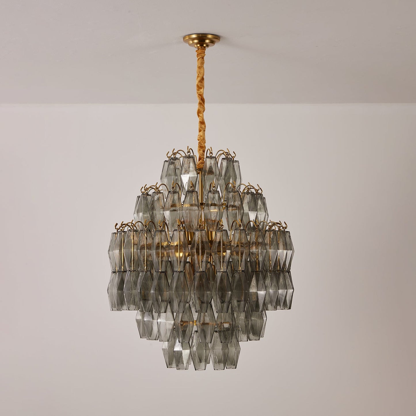 Smoke Gray Prism Round Chandelier - YIOSI