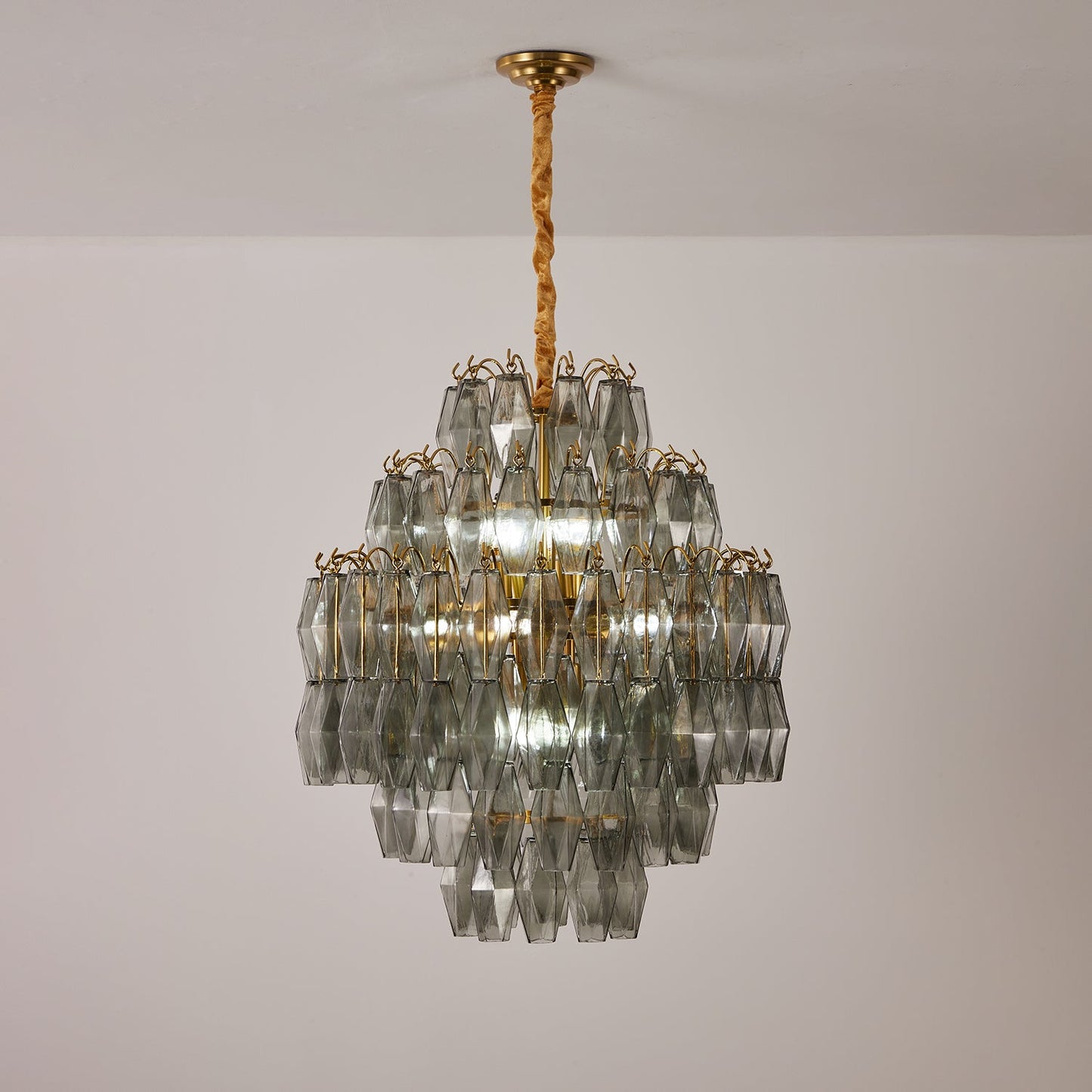 Smoke Gray Prism Round Chandelier - YIOSI