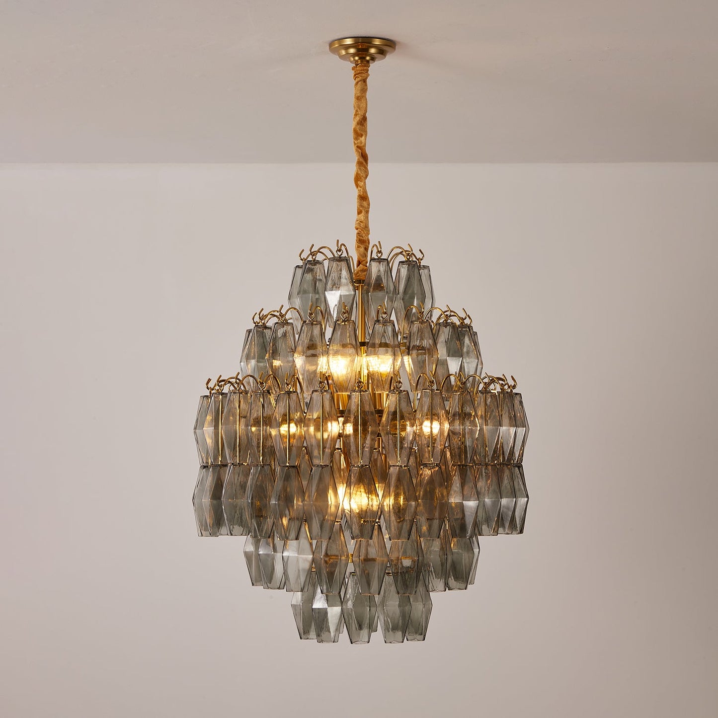 Smoke Gray Prism Round Chandelier - YIOSI