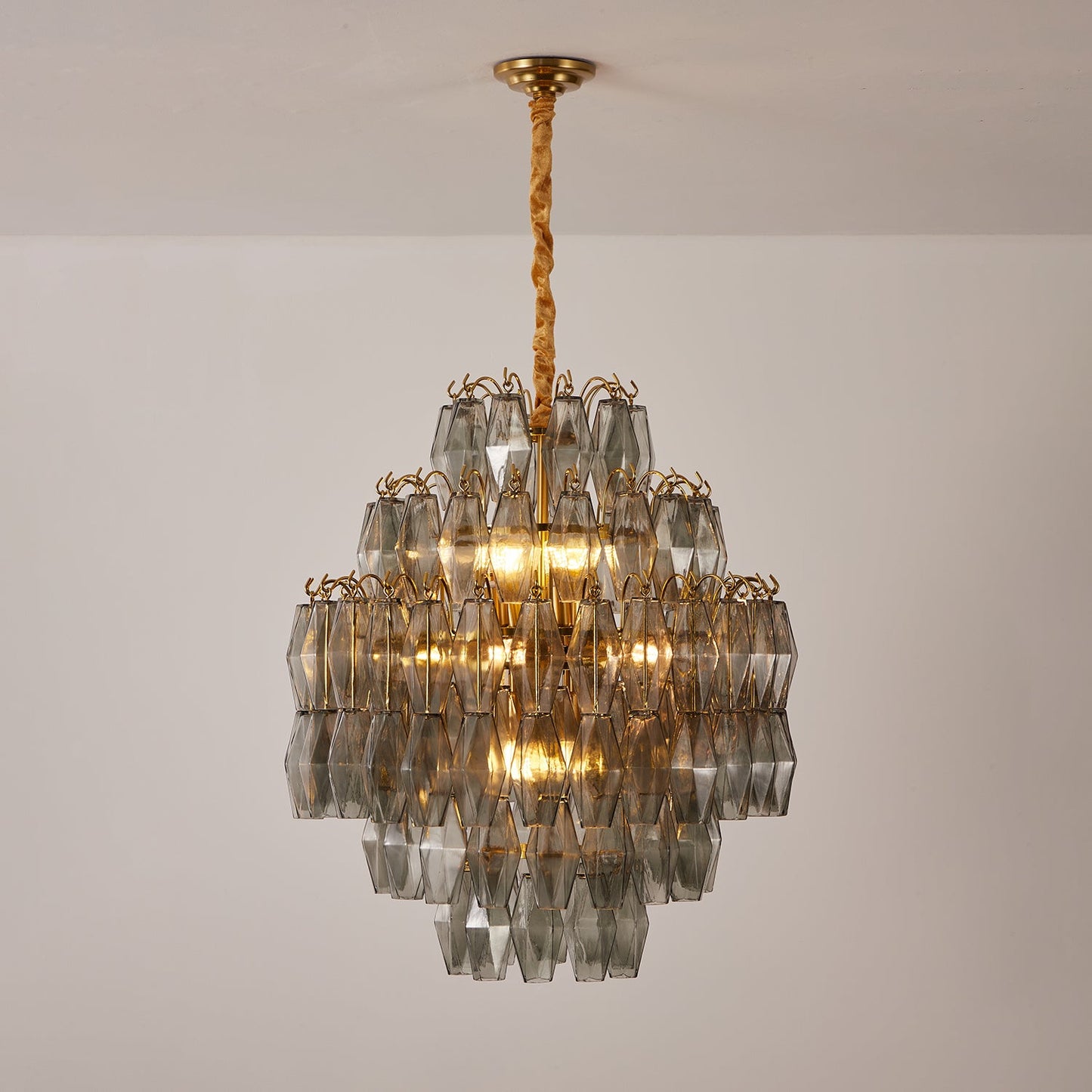 Smoke Gray Prism Round Chandelier - YIOSI