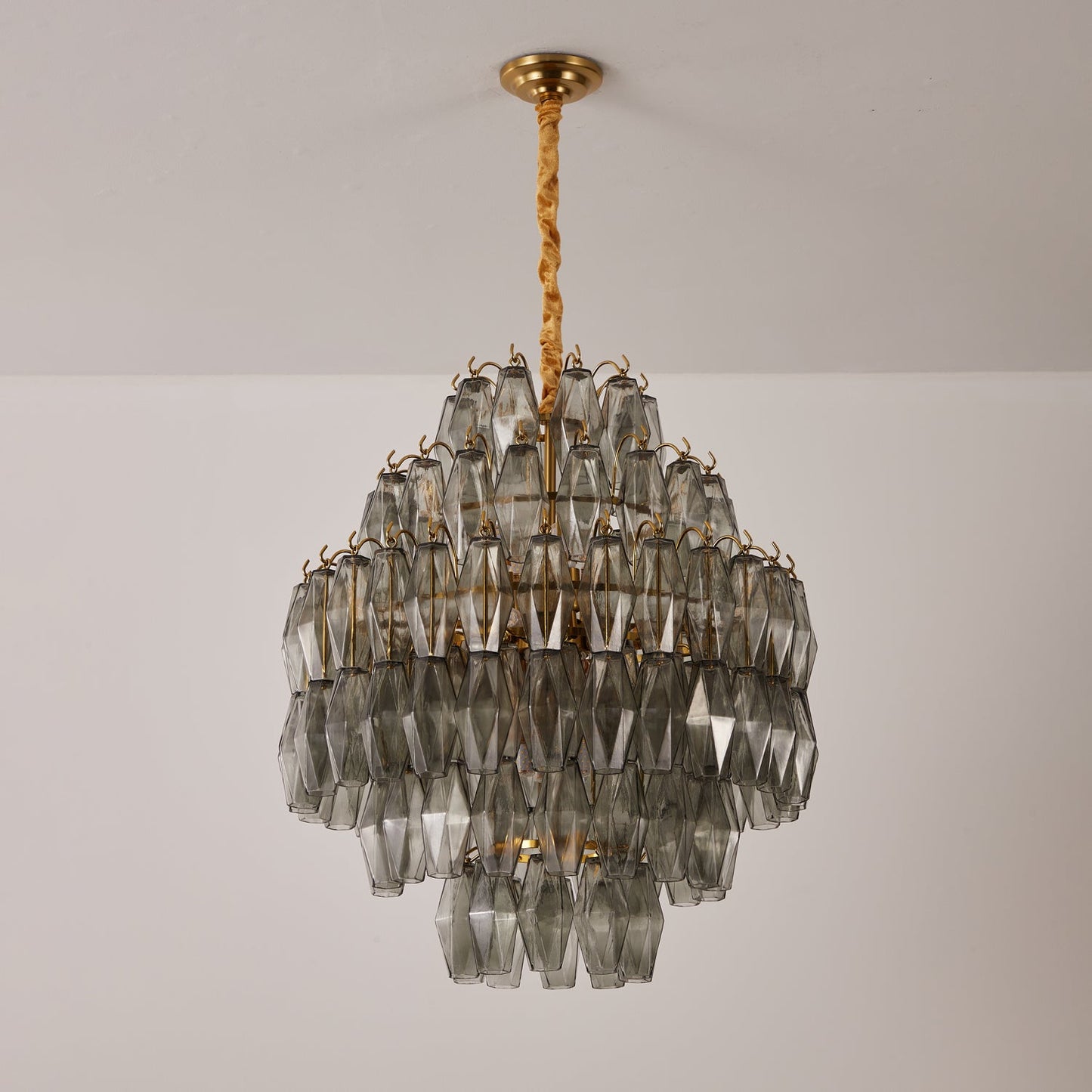 Smoke Gray Prism Round Chandelier - YIOSI