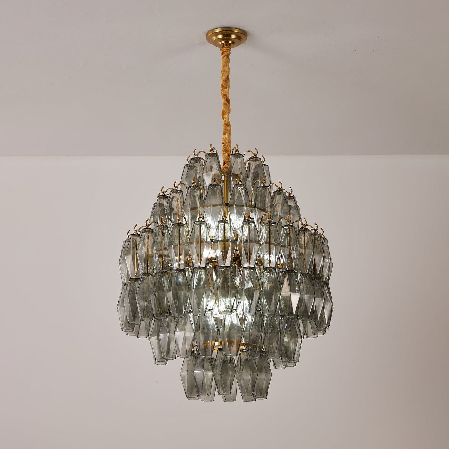 Smoke Gray Prism Round Chandelier - YIOSI
