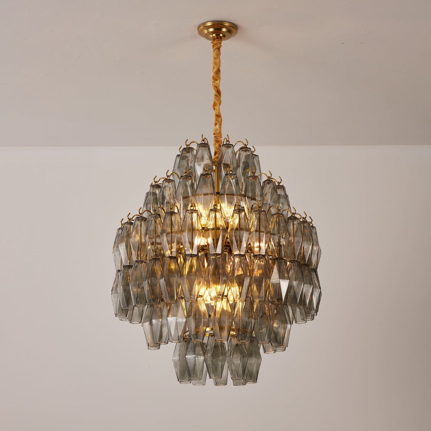 Smoke Gray Prism Round Chandelier - YIOSI
