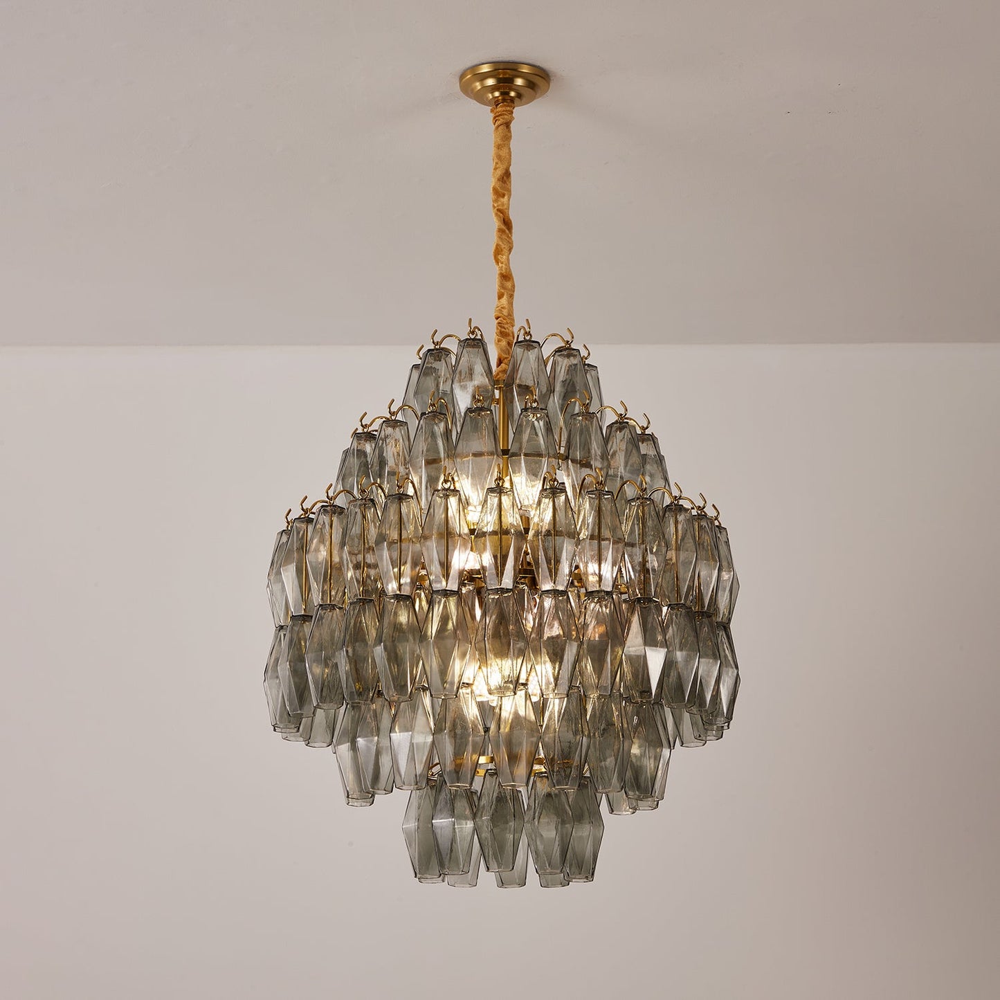 Smoke Gray Prism Round Chandelier - YIOSI