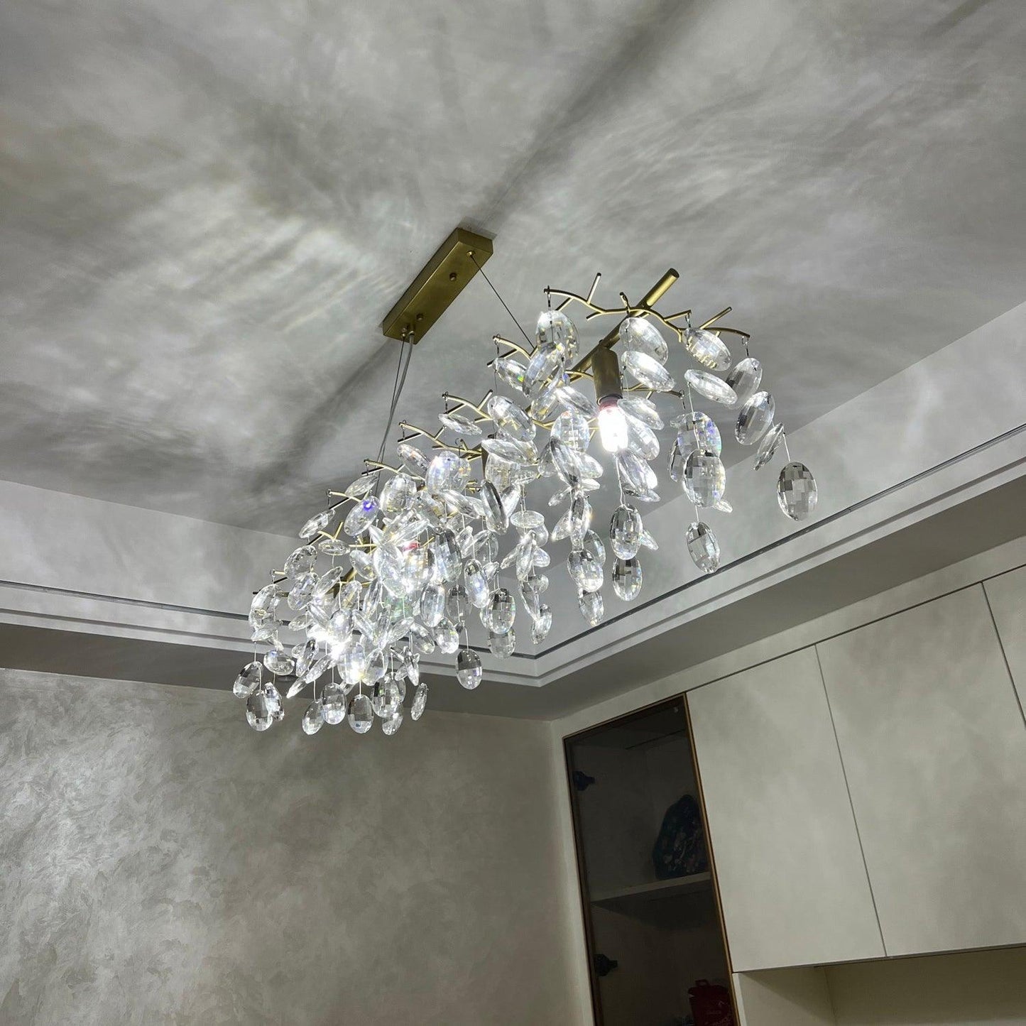 Sofia Brass Clear Crystal Round Branch Chandelier LED
