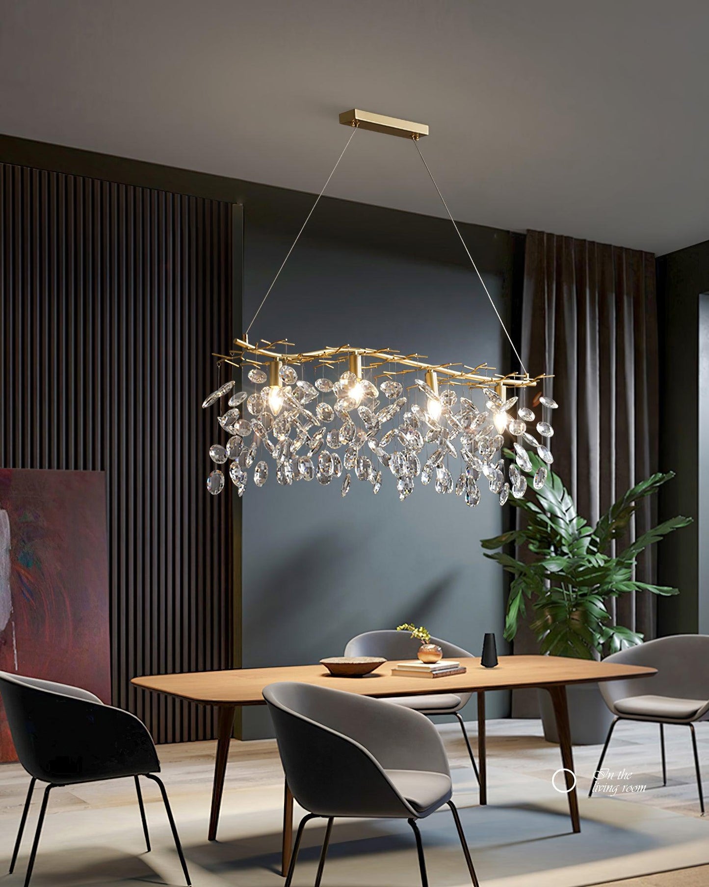 Sofia Brass Clear Crystal Round Branch Chandelier LED