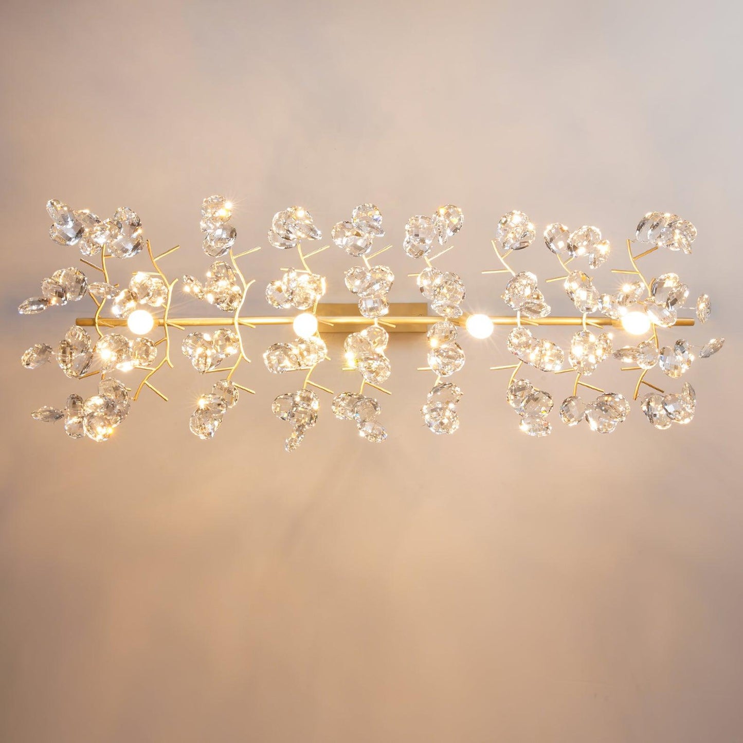 Sofia Brass Clear Crystal Round Branch Chandelier LED