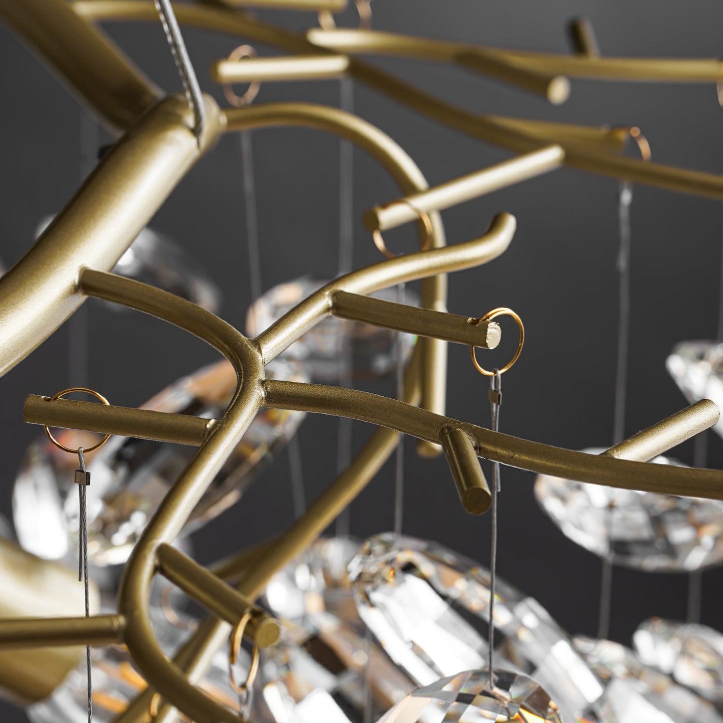 Sofia Brass Clear Crystal Round Branch Chandelier LED