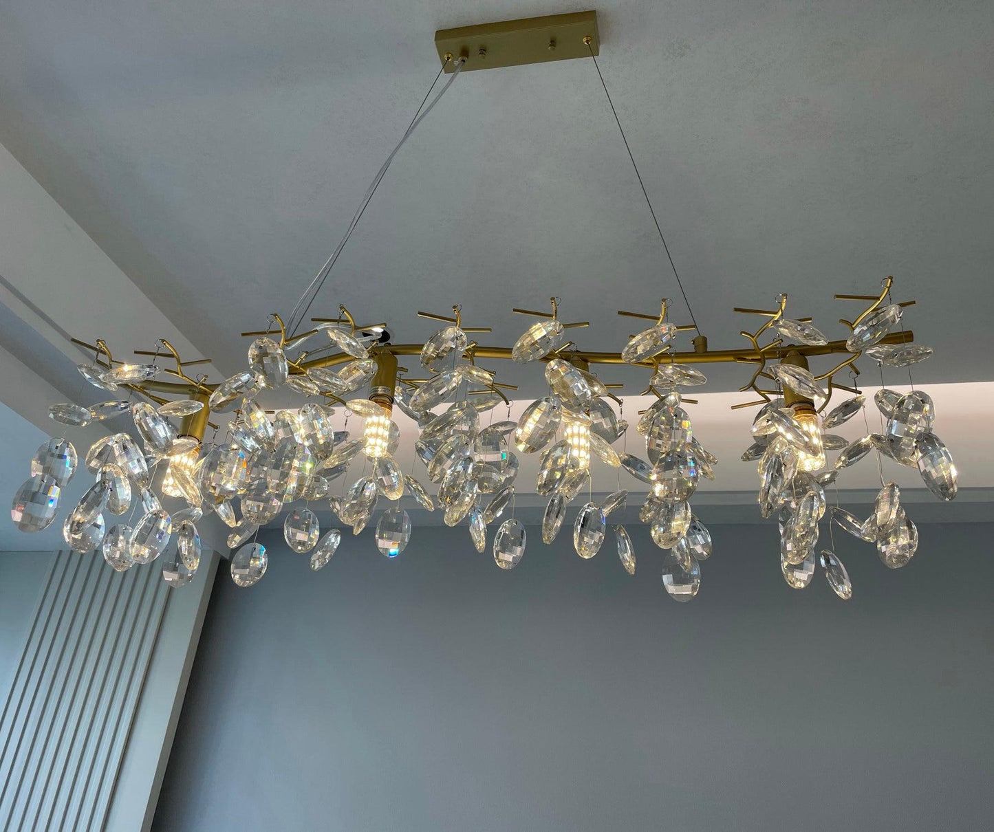 Sofia Brass Clear Crystal Round Branch Chandelier LED