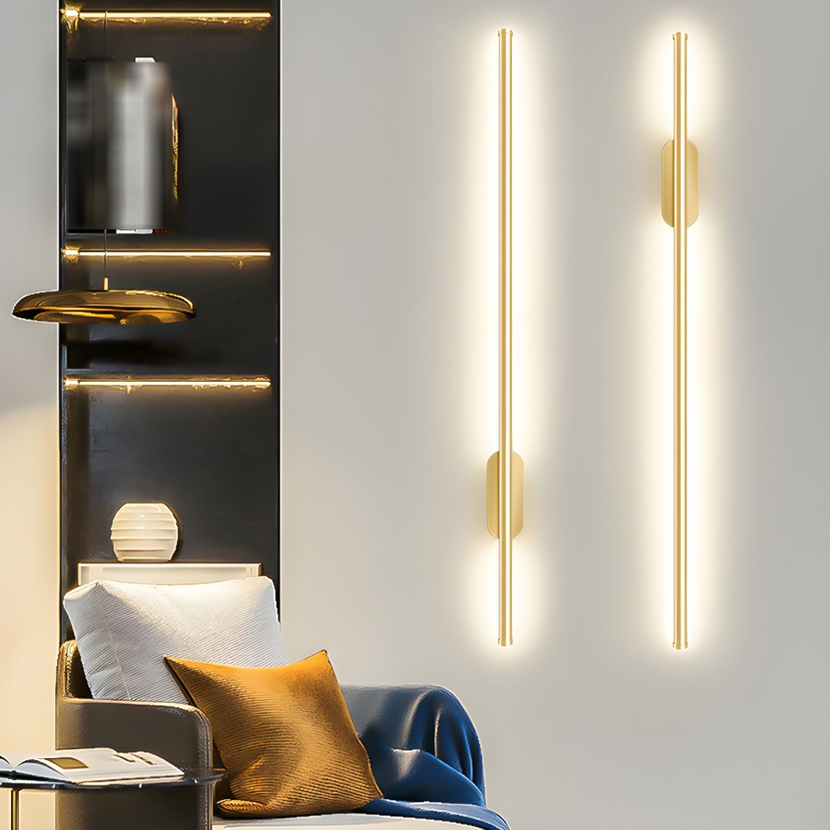 Seraphina Gold Black Linear LED Wall Sconce Modern Ambient Light