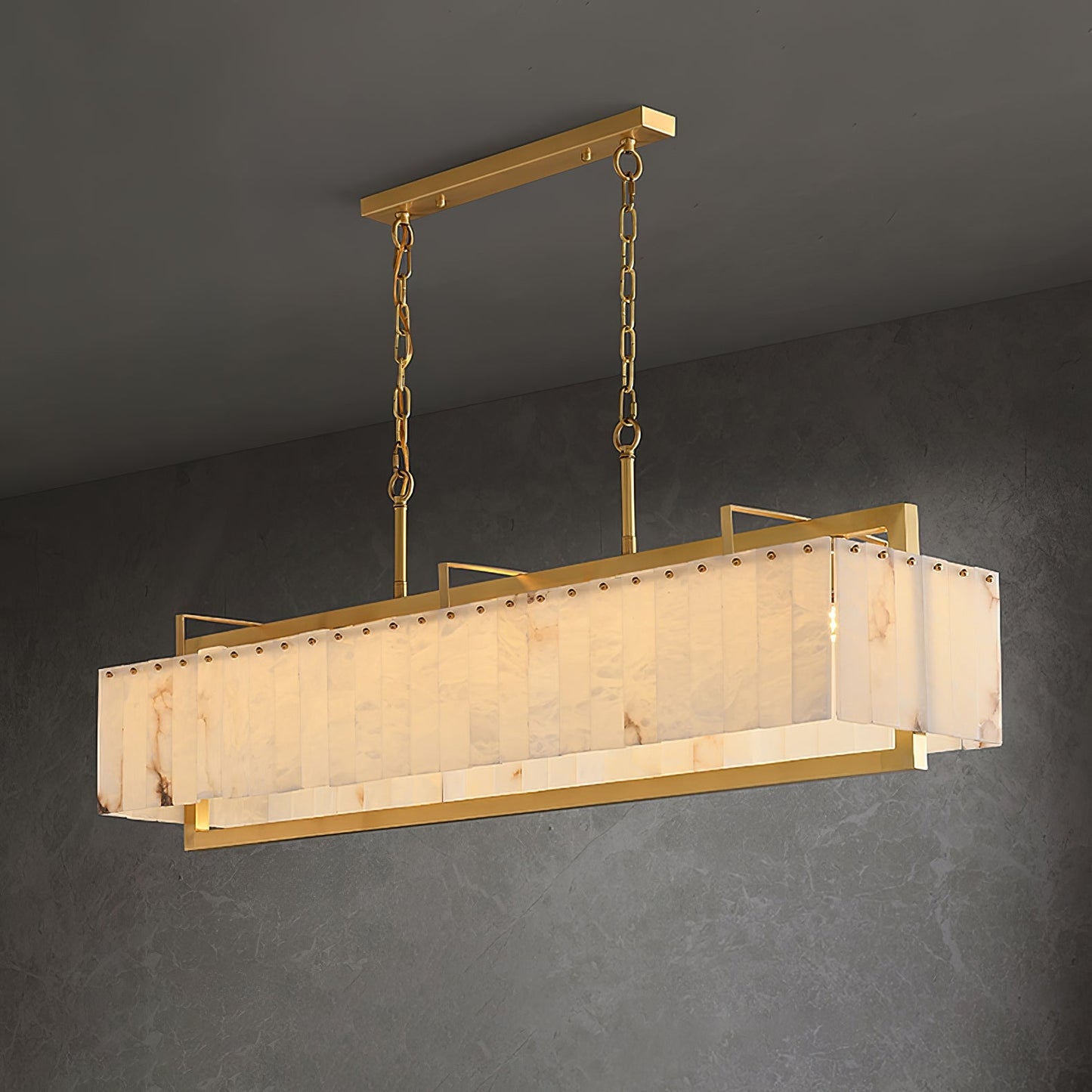 Solstice Alabaster Bar Chandelier with Gold & White Finish