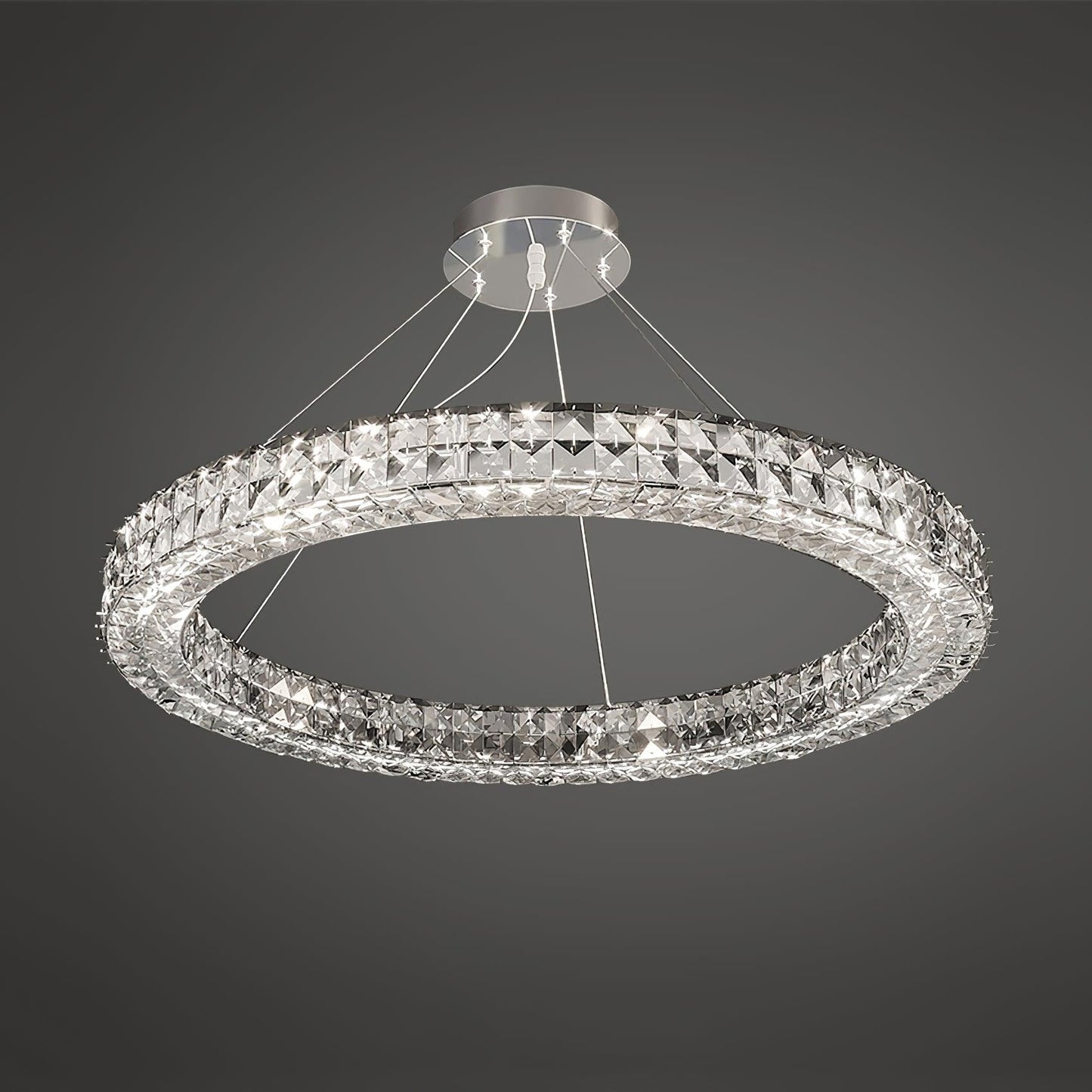 Spiridon Crystal Chandelier with Integrated LED – Silver Finish