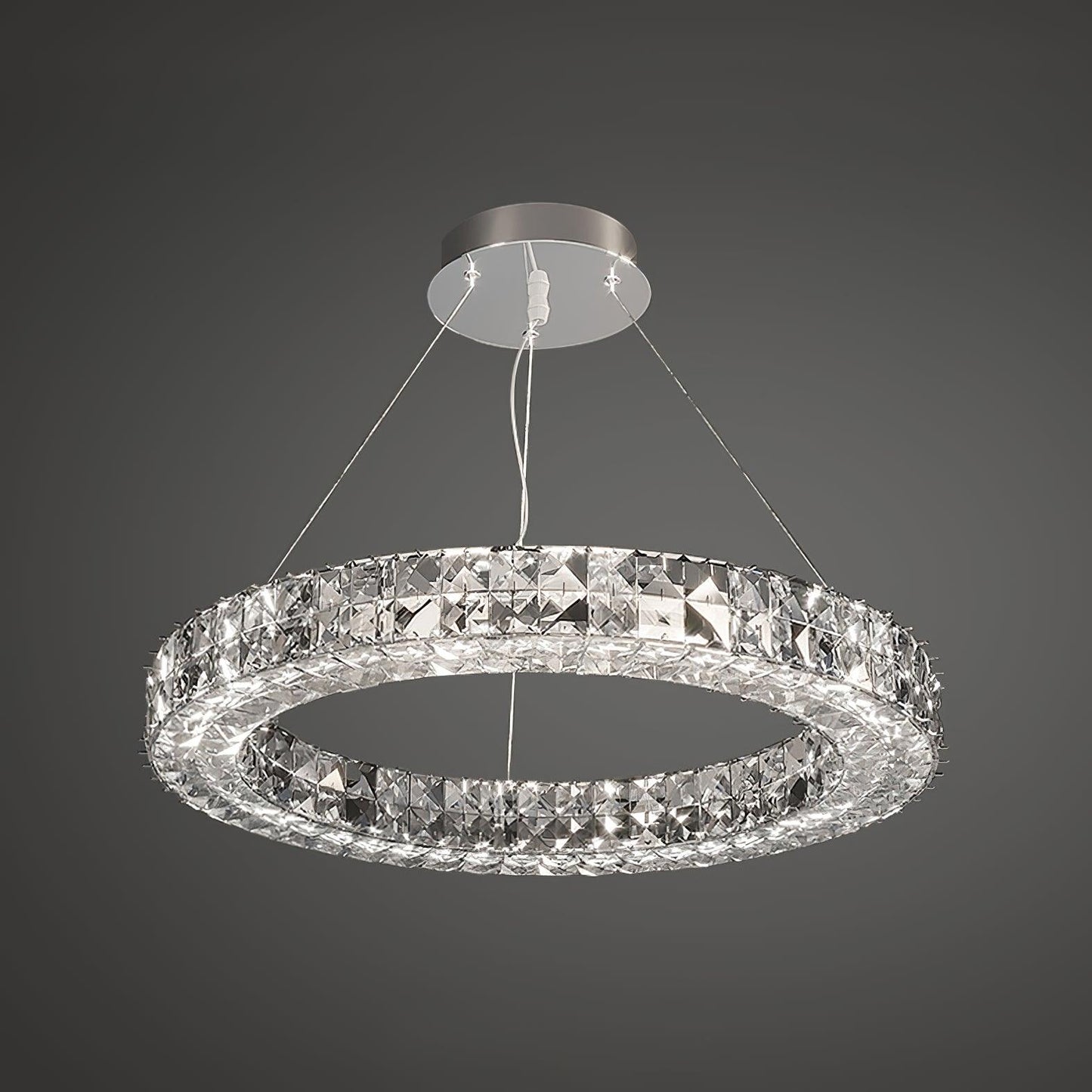 Spiridon Crystal Chandelier with Integrated LED – Silver Finish
