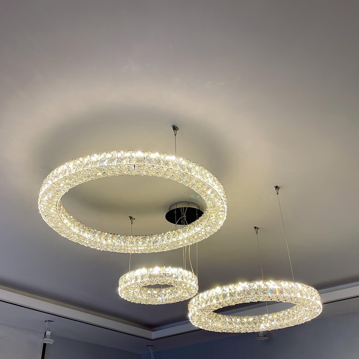 Spiridon Crystal Chandelier with Integrated LED – Silver Finish