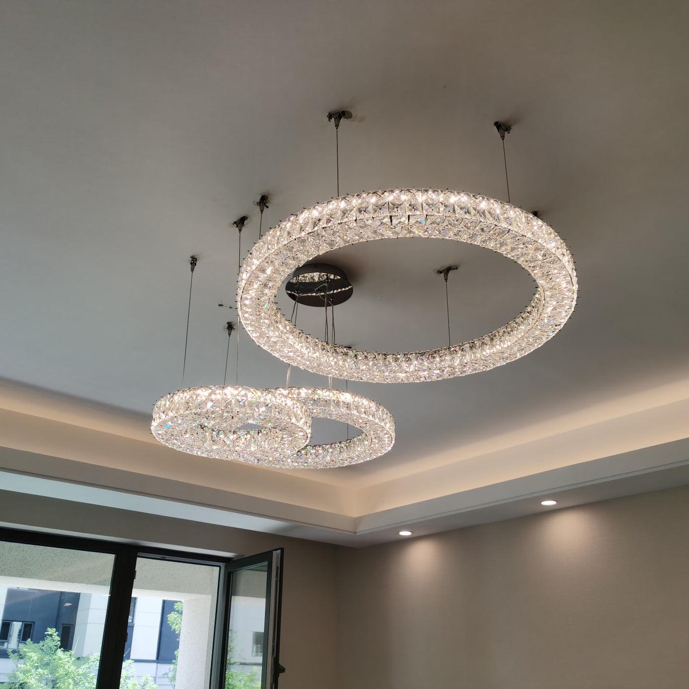Spiridon Crystal Chandelier with Integrated LED – Silver Finish
