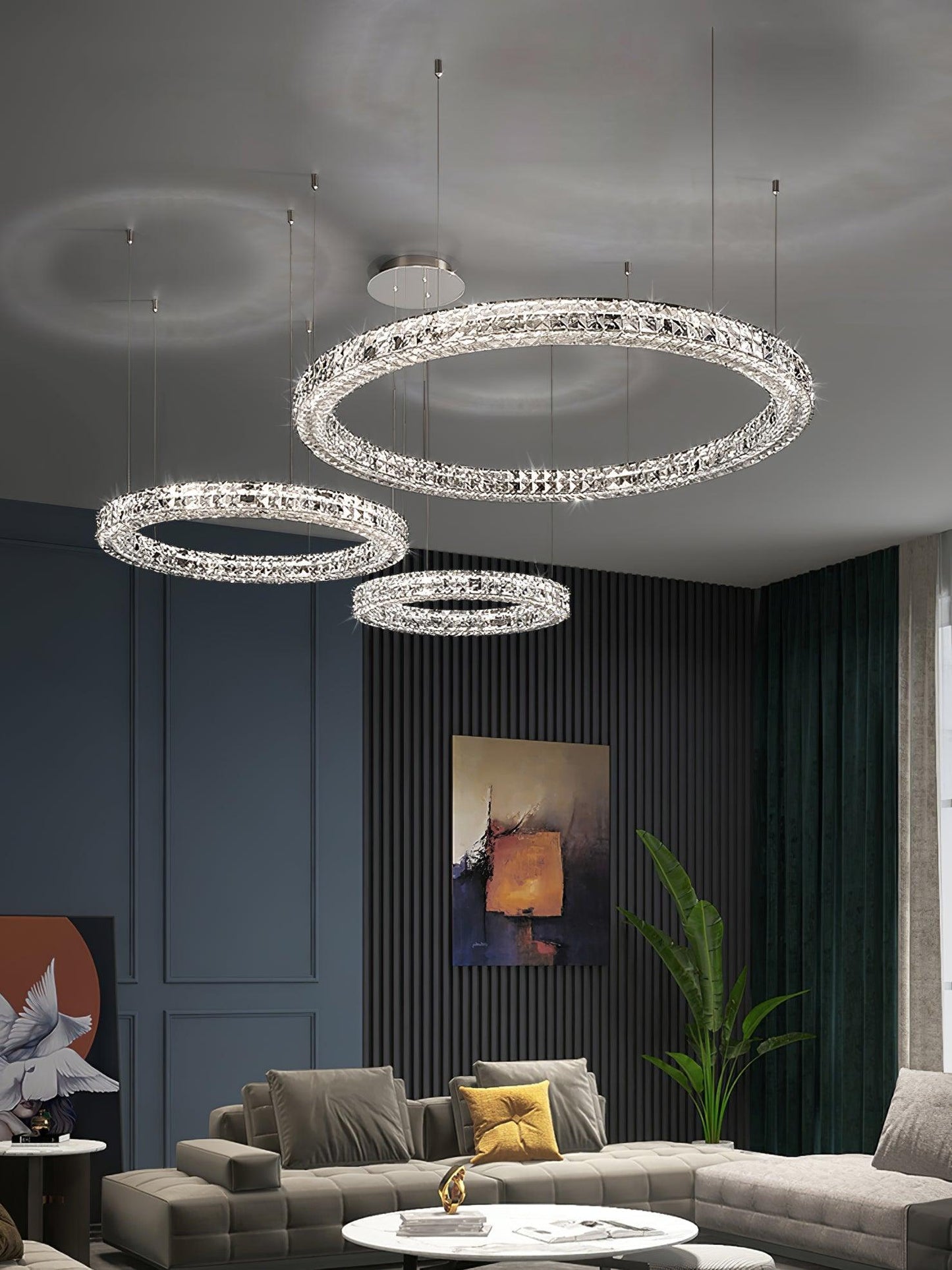 Spiridon Crystal Chandelier with Integrated LED – Silver Finish