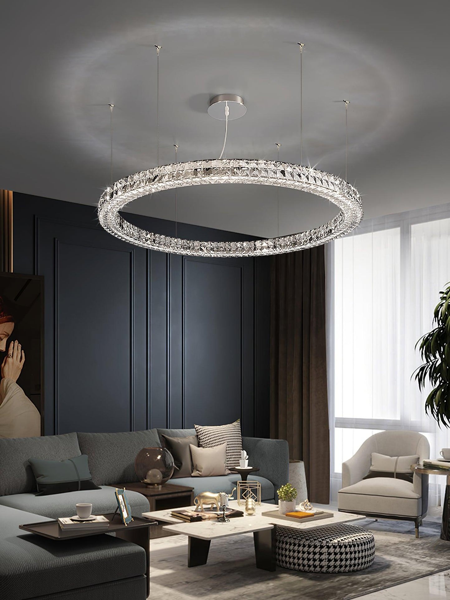 Spiridon Crystal Chandelier with Integrated LED – Silver Finish
